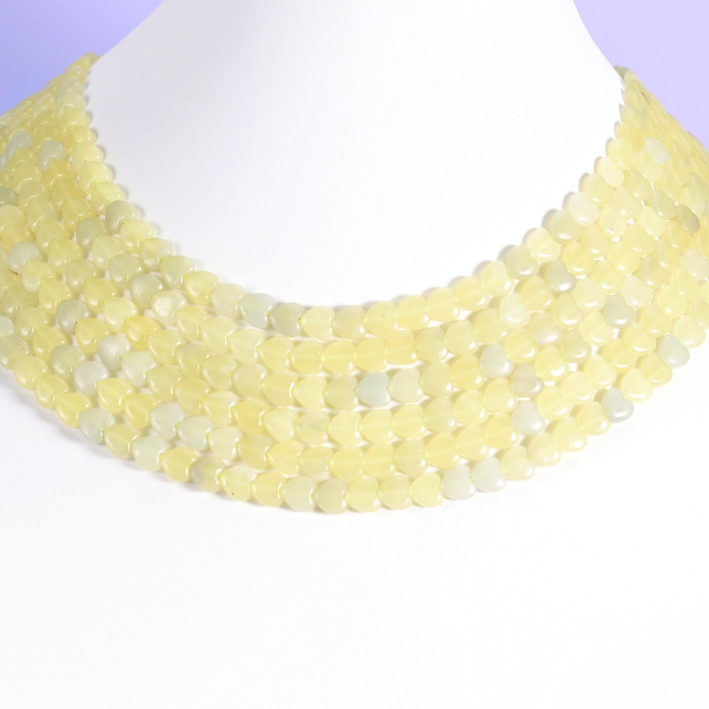 Lemon Jade Heart Beads 6mm Strand for Jewelry Making