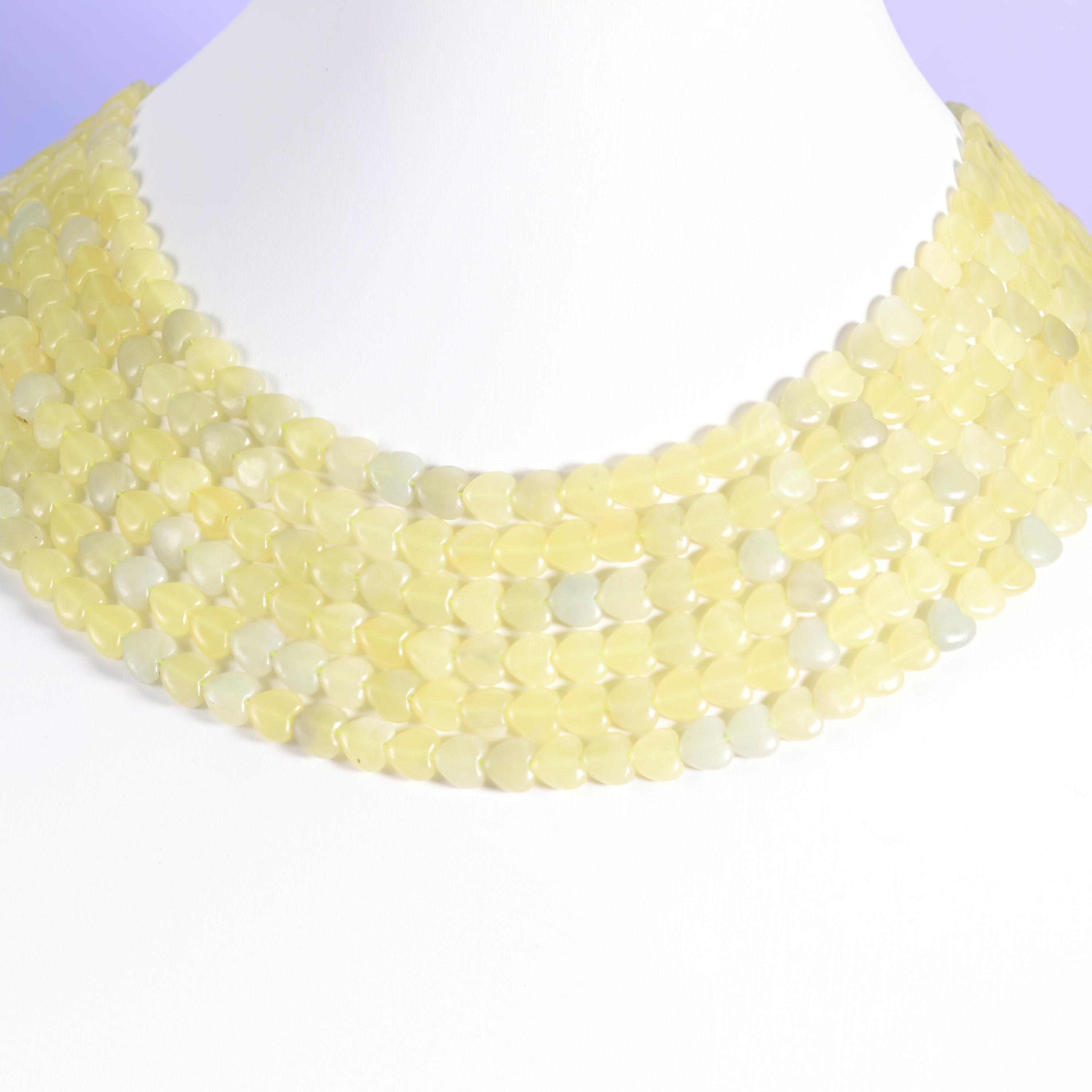 Lemon Jade Heart Beads 6mm Strand for Jewelry Making