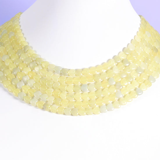 Lemon Jade Heart Beads 6mm Strand for Jewelry Making