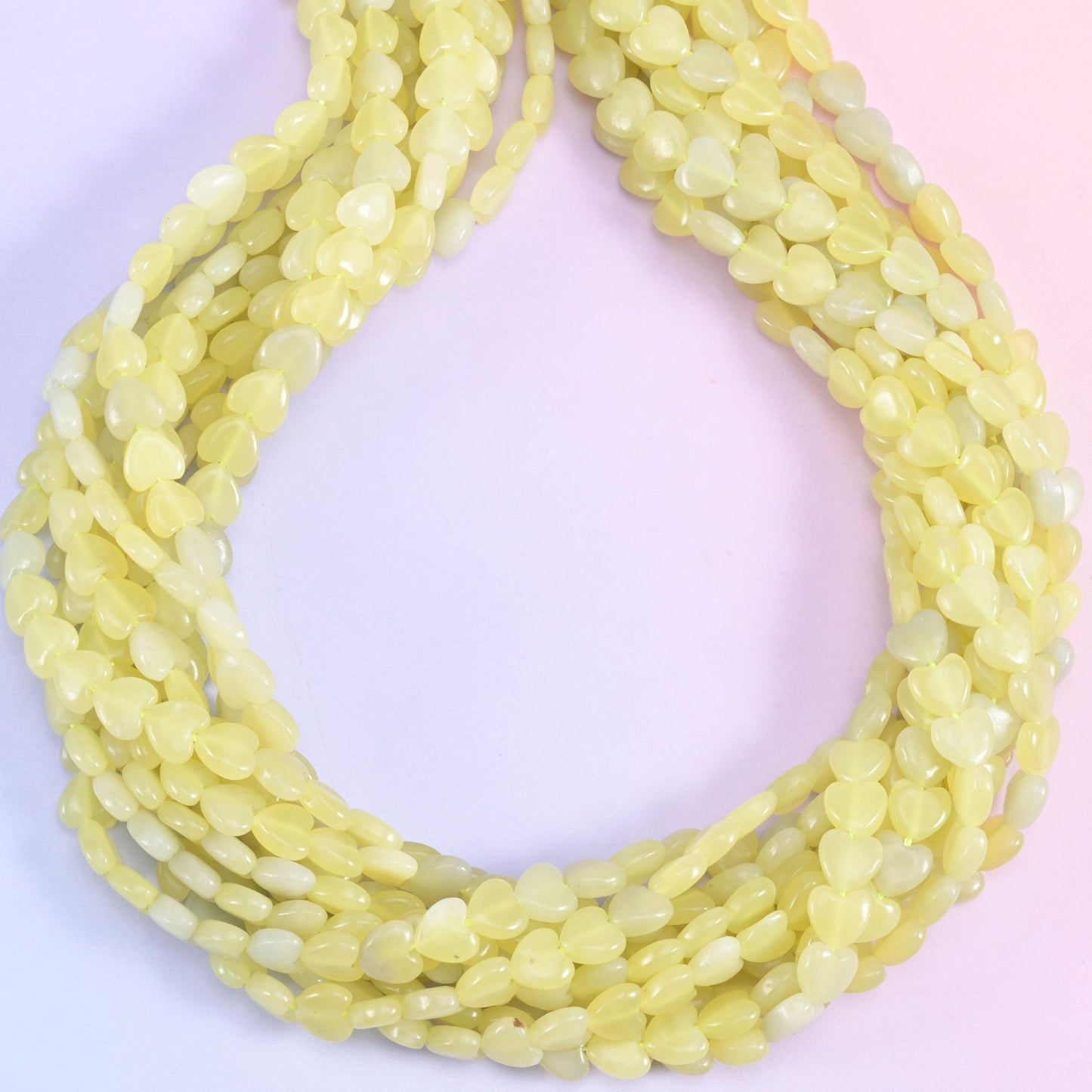 Lemon Jade Heart Beads 6mm Strand for Jewelry Making