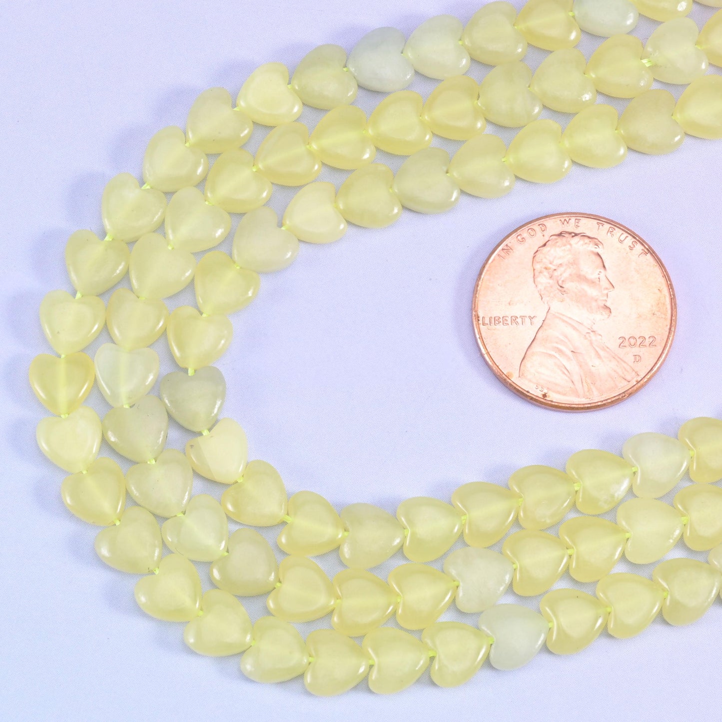 Lemon Jade Heart Beads 6mm Strand for Jewelry Making