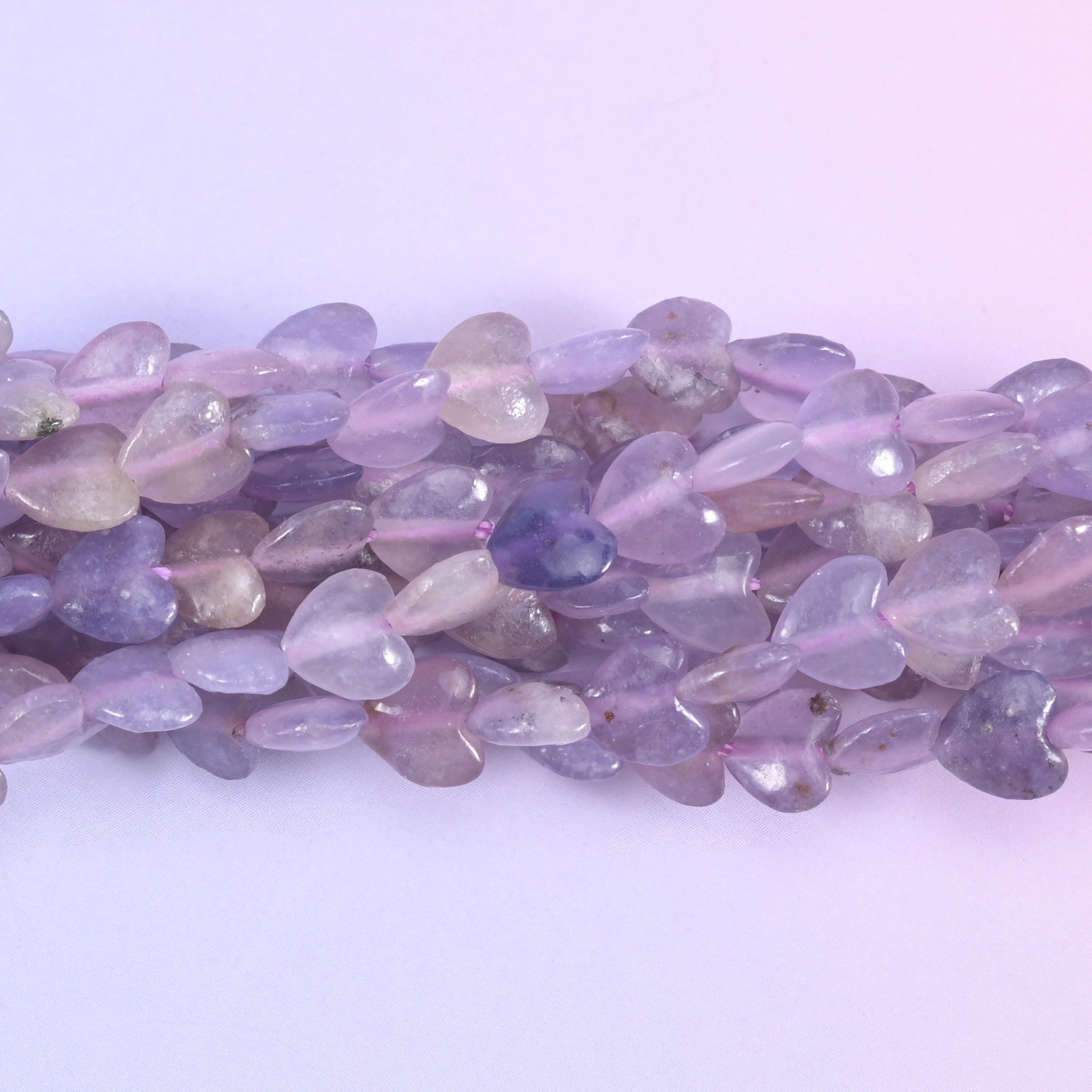 Purple Lepidolite Heart Beads 6mm Strand for Jewelry Making