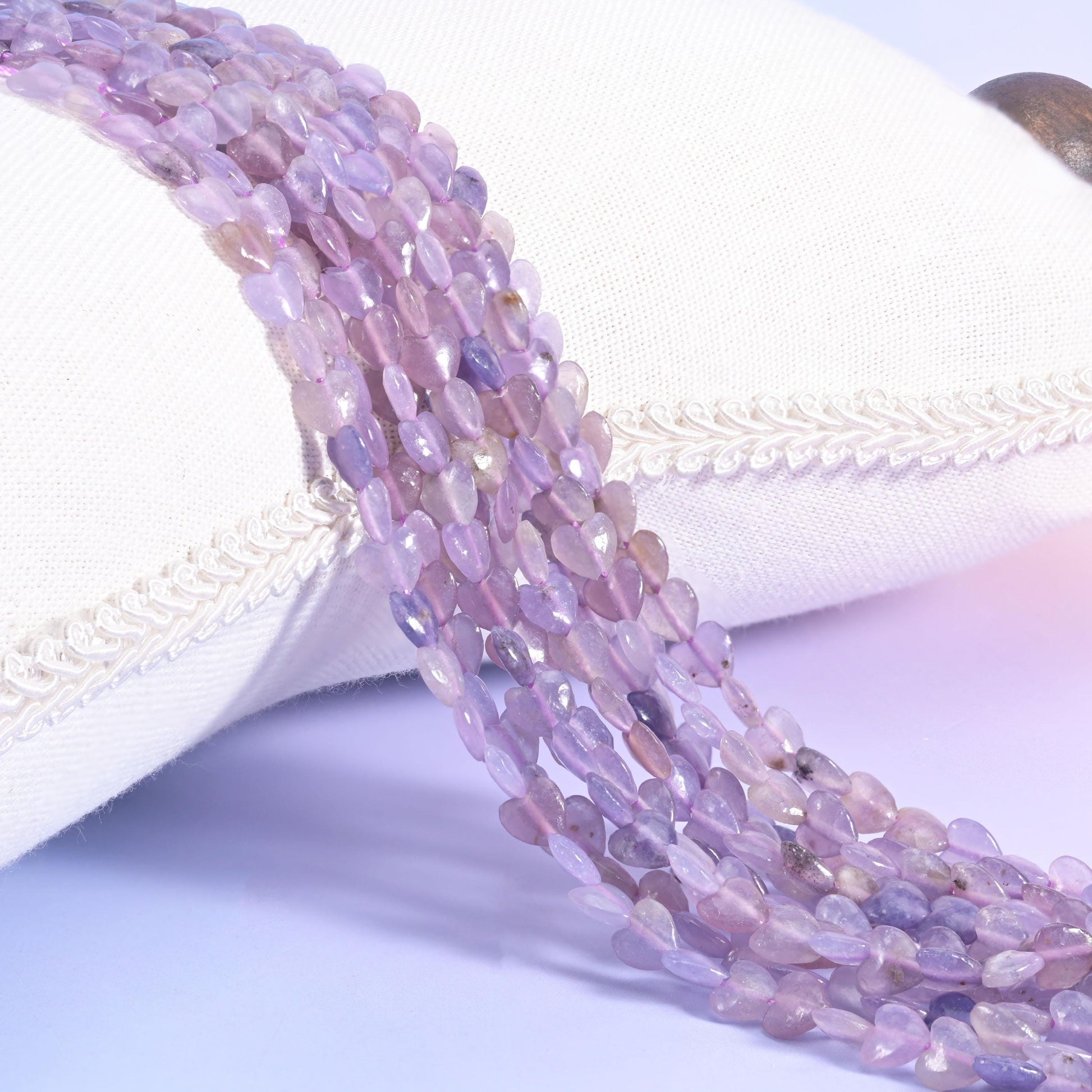 Purple Lepidolite Heart Beads 6mm Strand for Jewelry Making