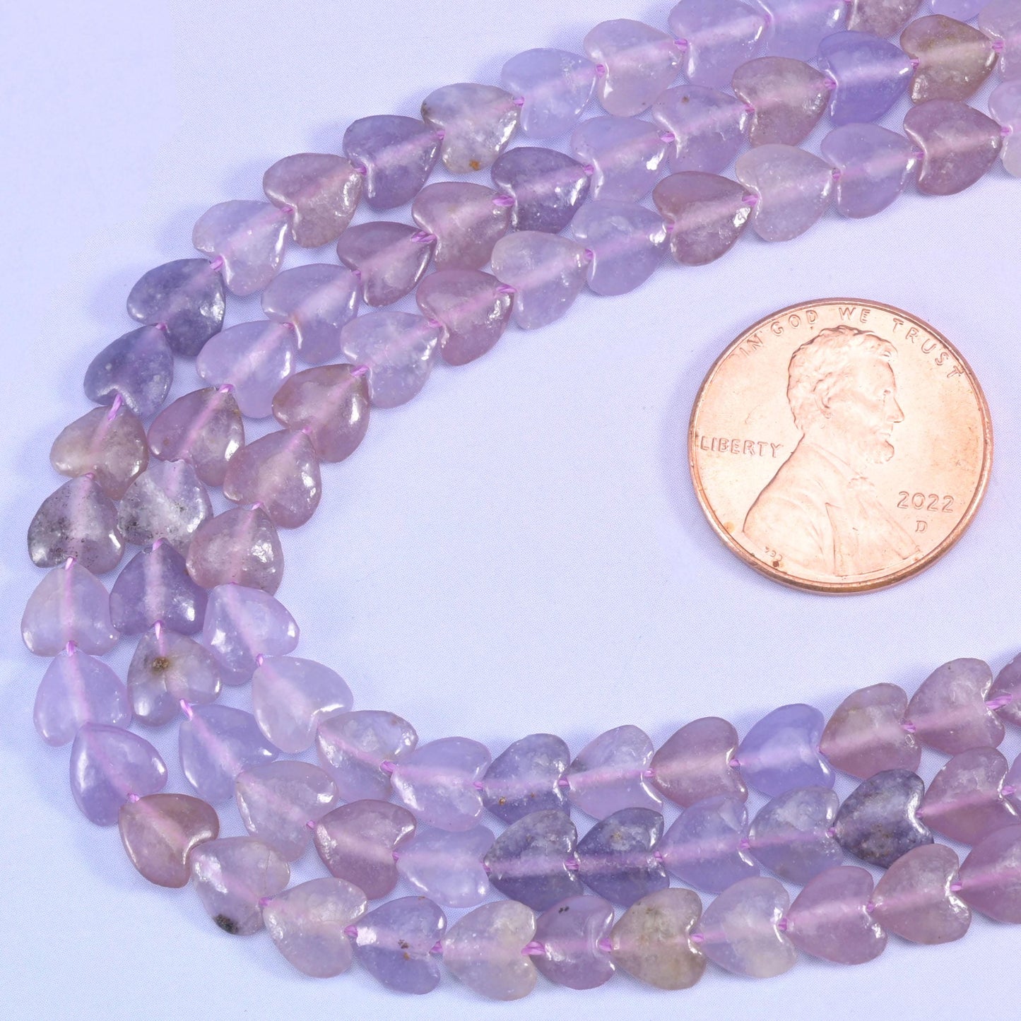 Purple Lepidolite Heart Beads 6mm Strand for Jewelry Making