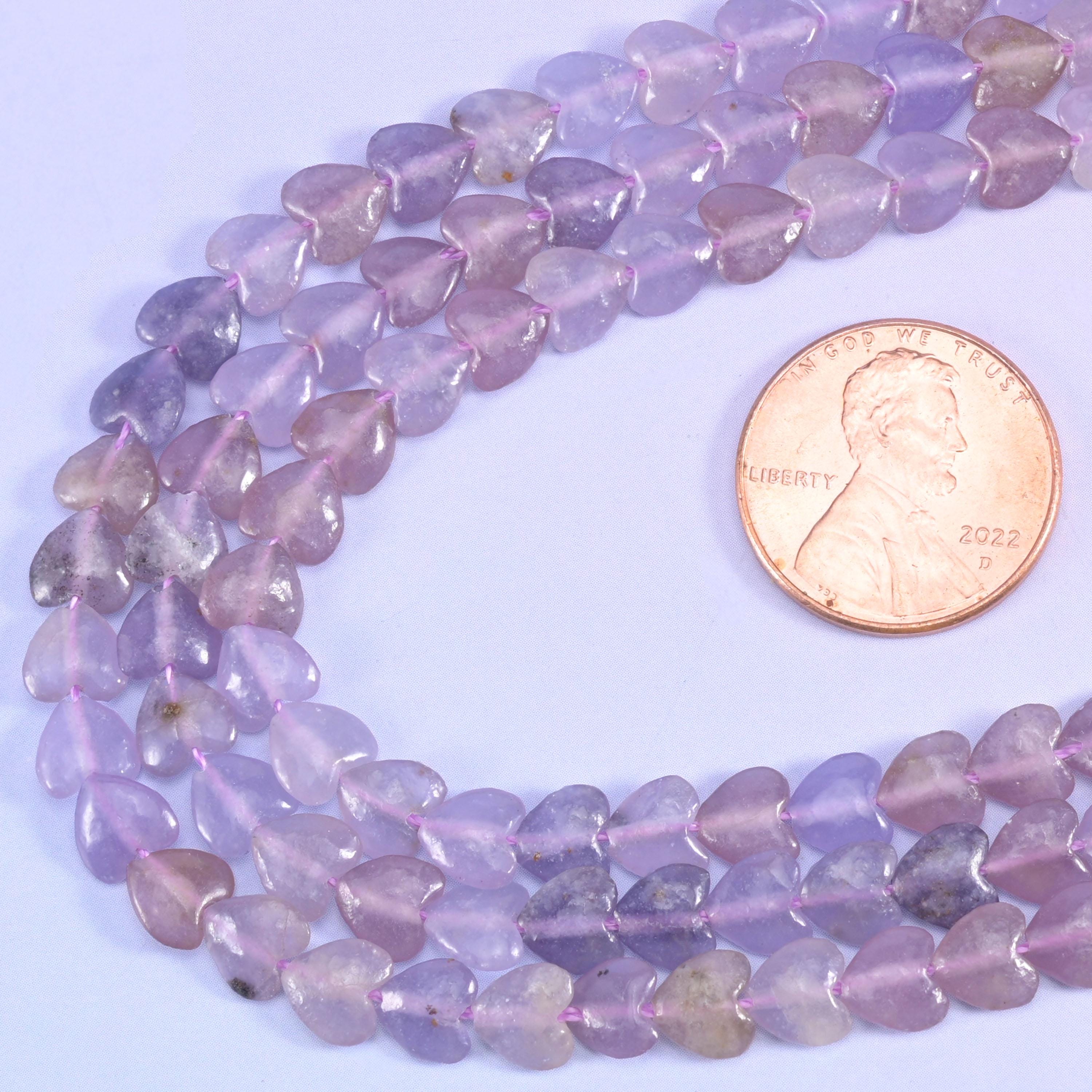 Purple Lepidolite Heart Beads 6mm Strand for Jewelry Making