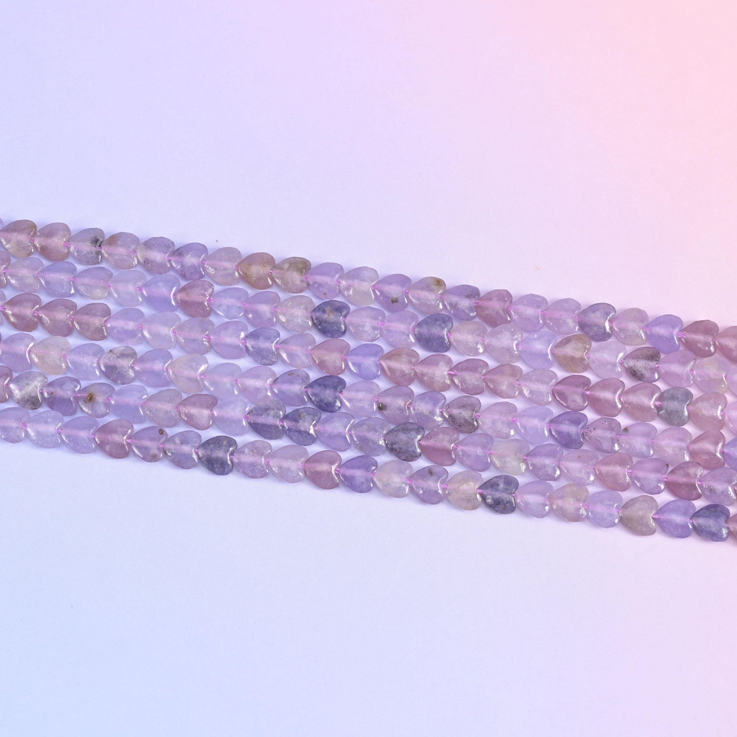 Purple Lepidolite Heart Beads 6mm Strand for Jewelry Making