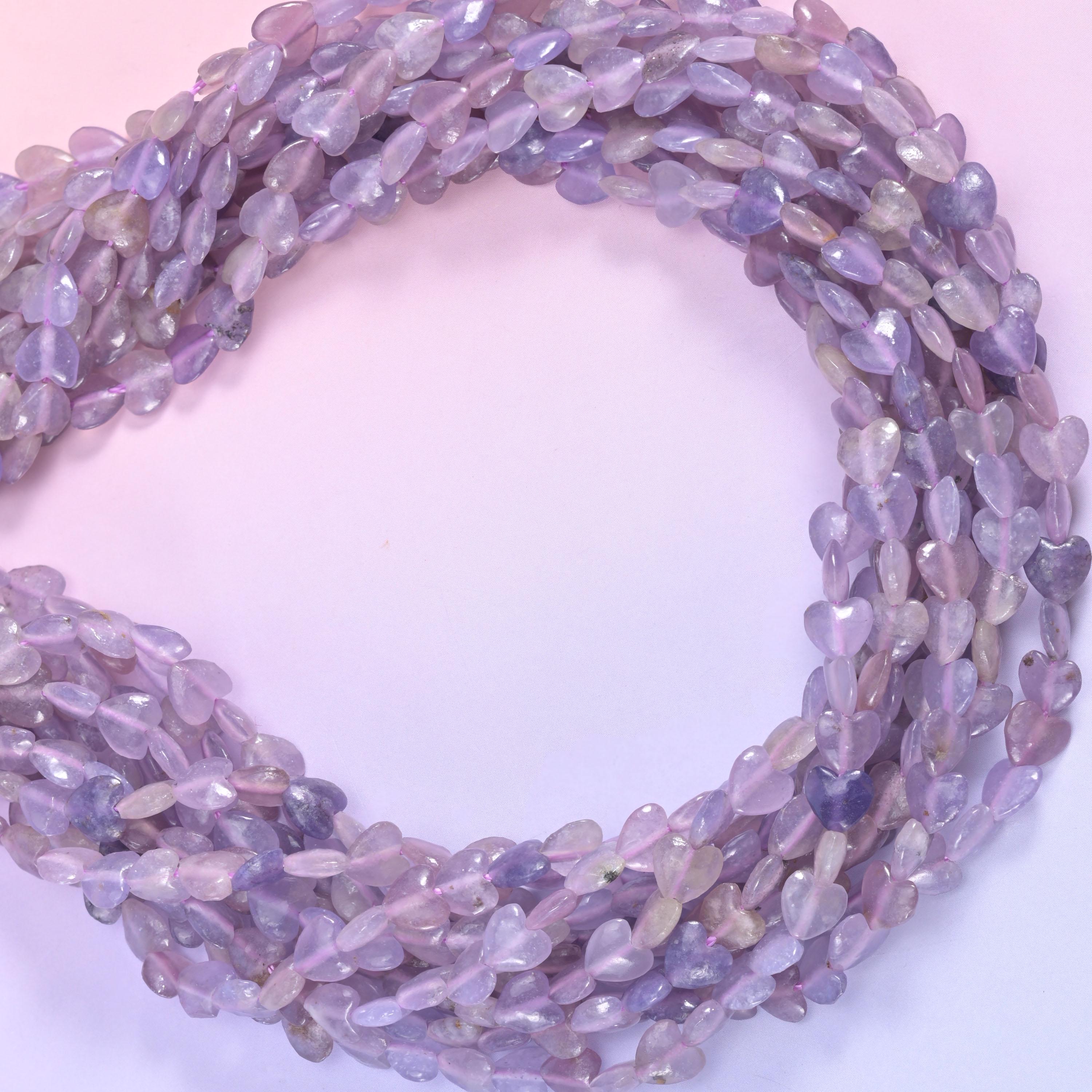 Purple Lepidolite Heart Beads 6mm Strand for Jewelry Making