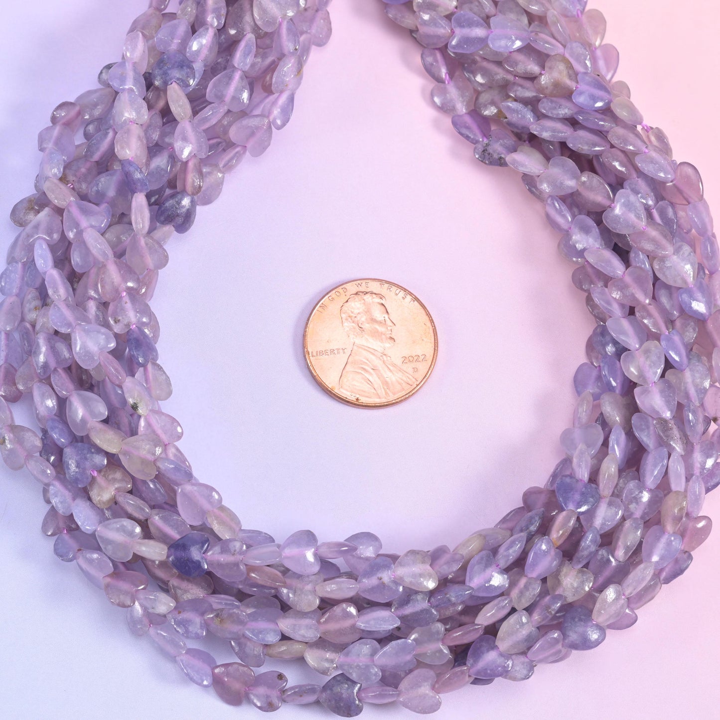 Purple Lepidolite Heart Beads 6mm Strand for Jewelry Making