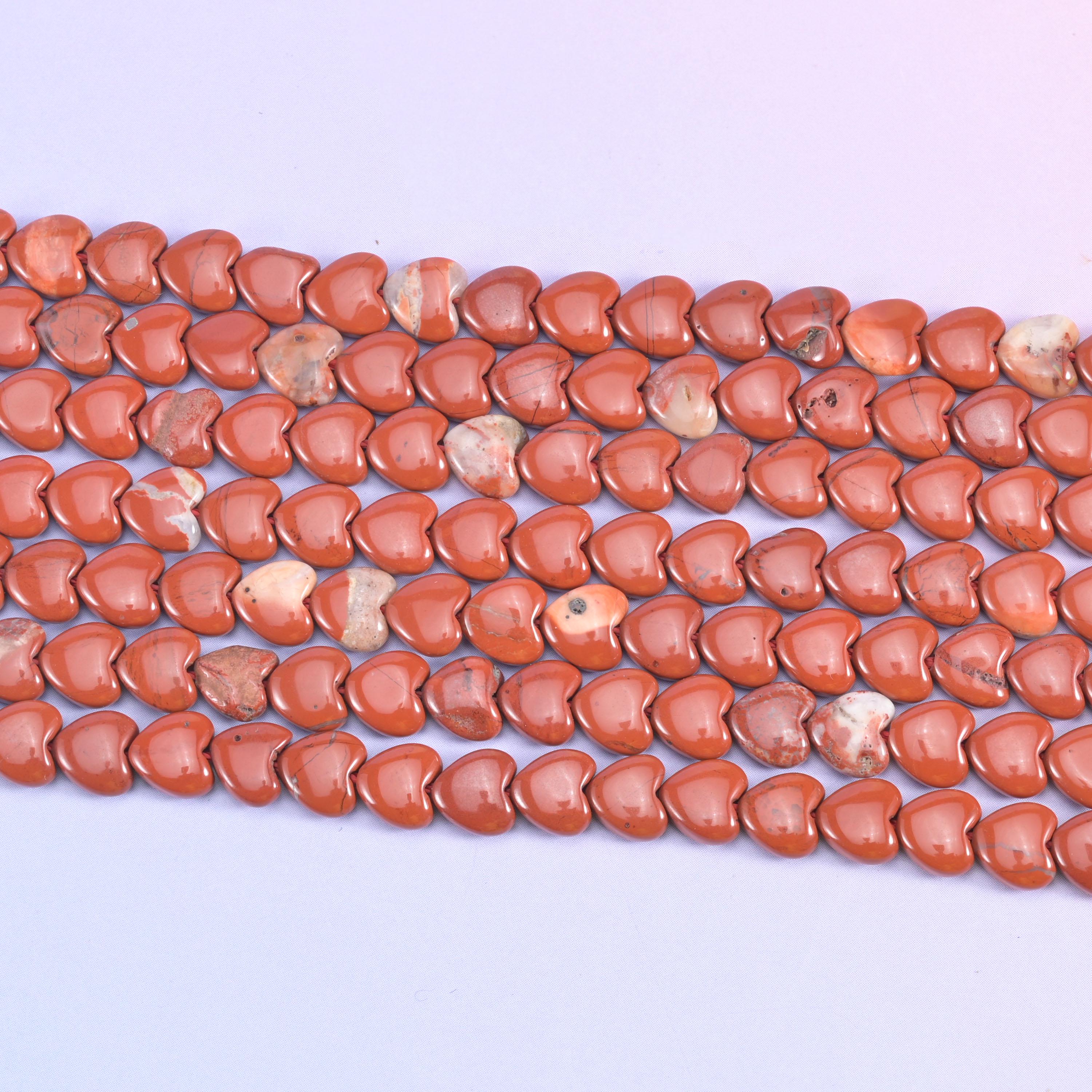 Red Jasper Heart Beads