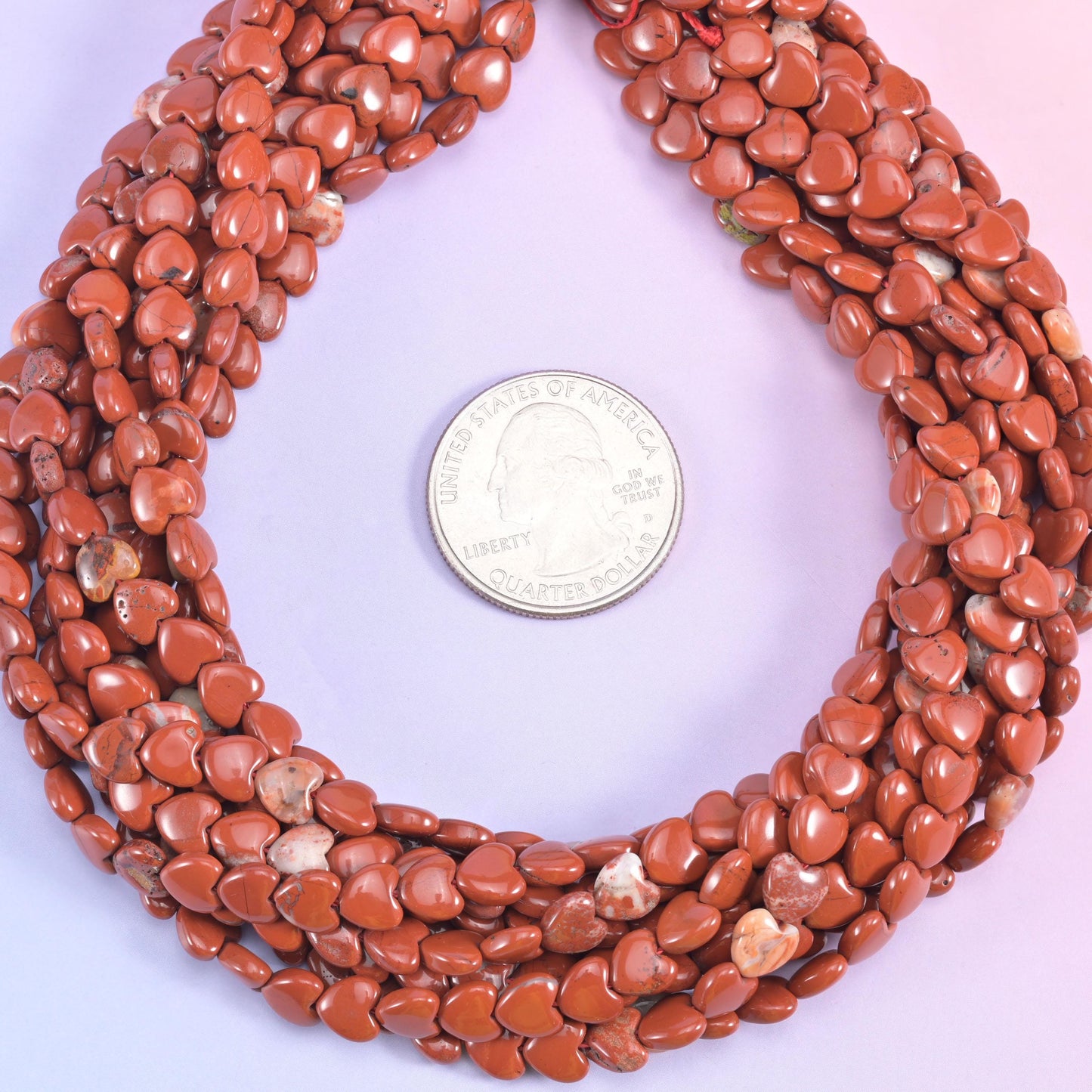 Red Jasper Heart Beads