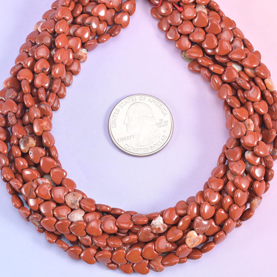 Red Jasper Heart Beads