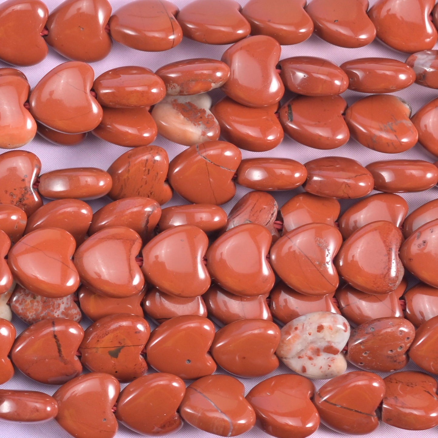 Red Jasper Heart Beads