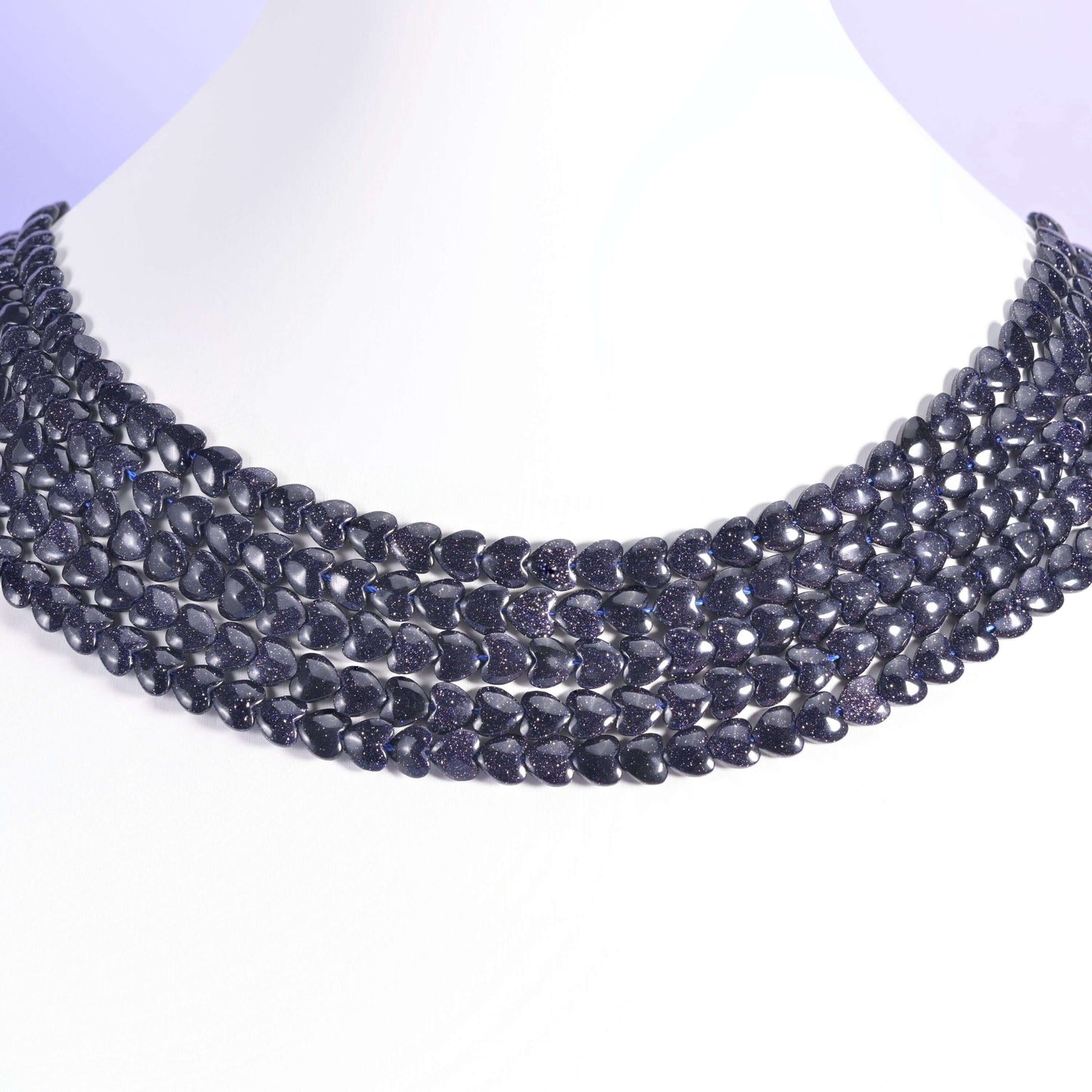 Blue Sandstone Heart Beads