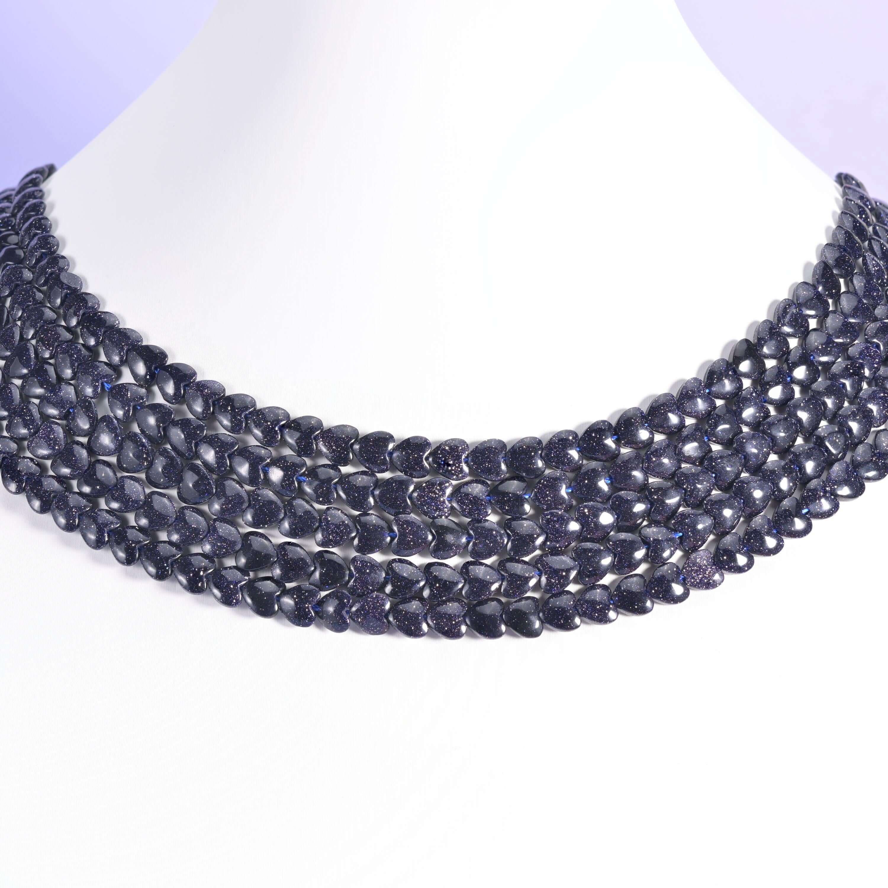 Blue Sandstone Heart Beads