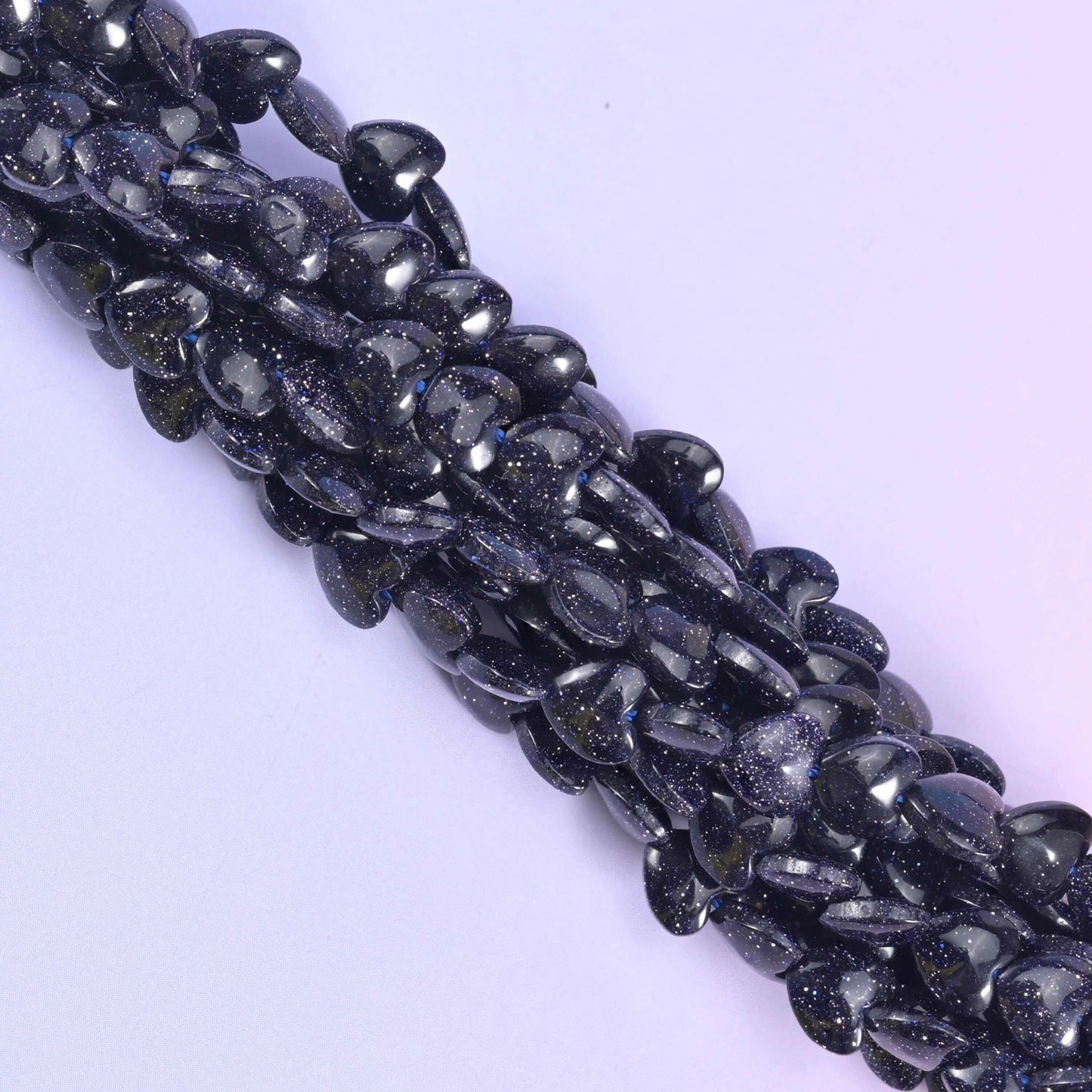 Blue Sandstone Heart Beads