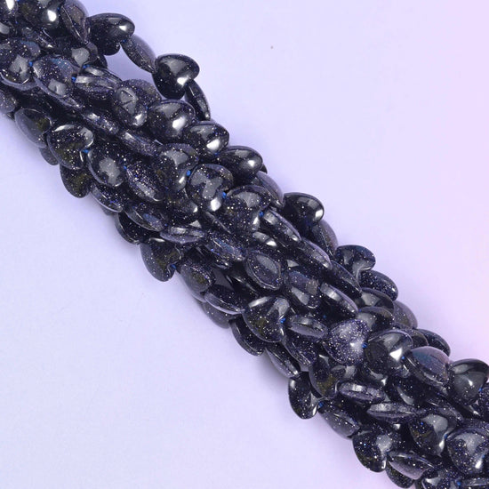 Blue Sandstone Heart Beads