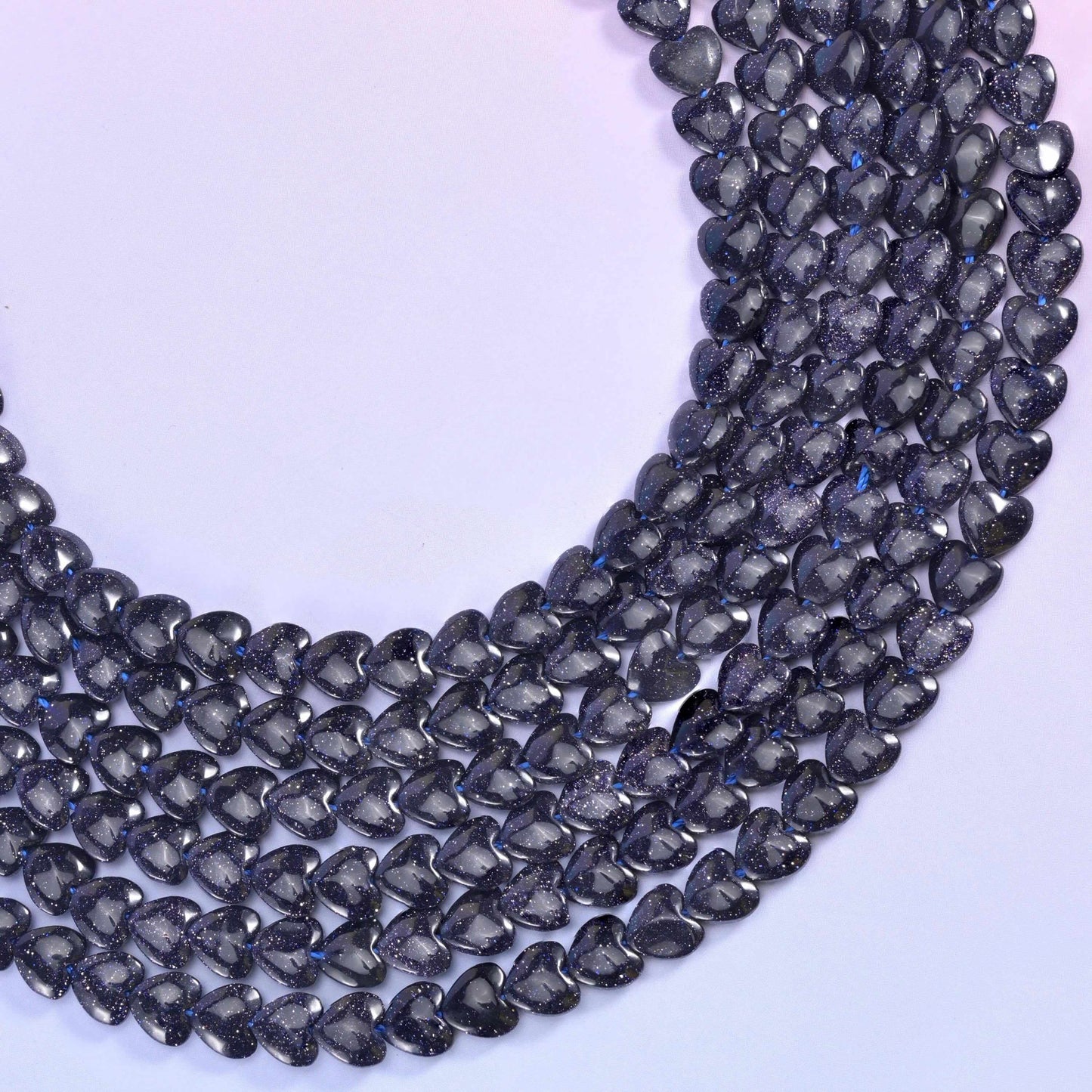 Blue Sandstone Heart Beads