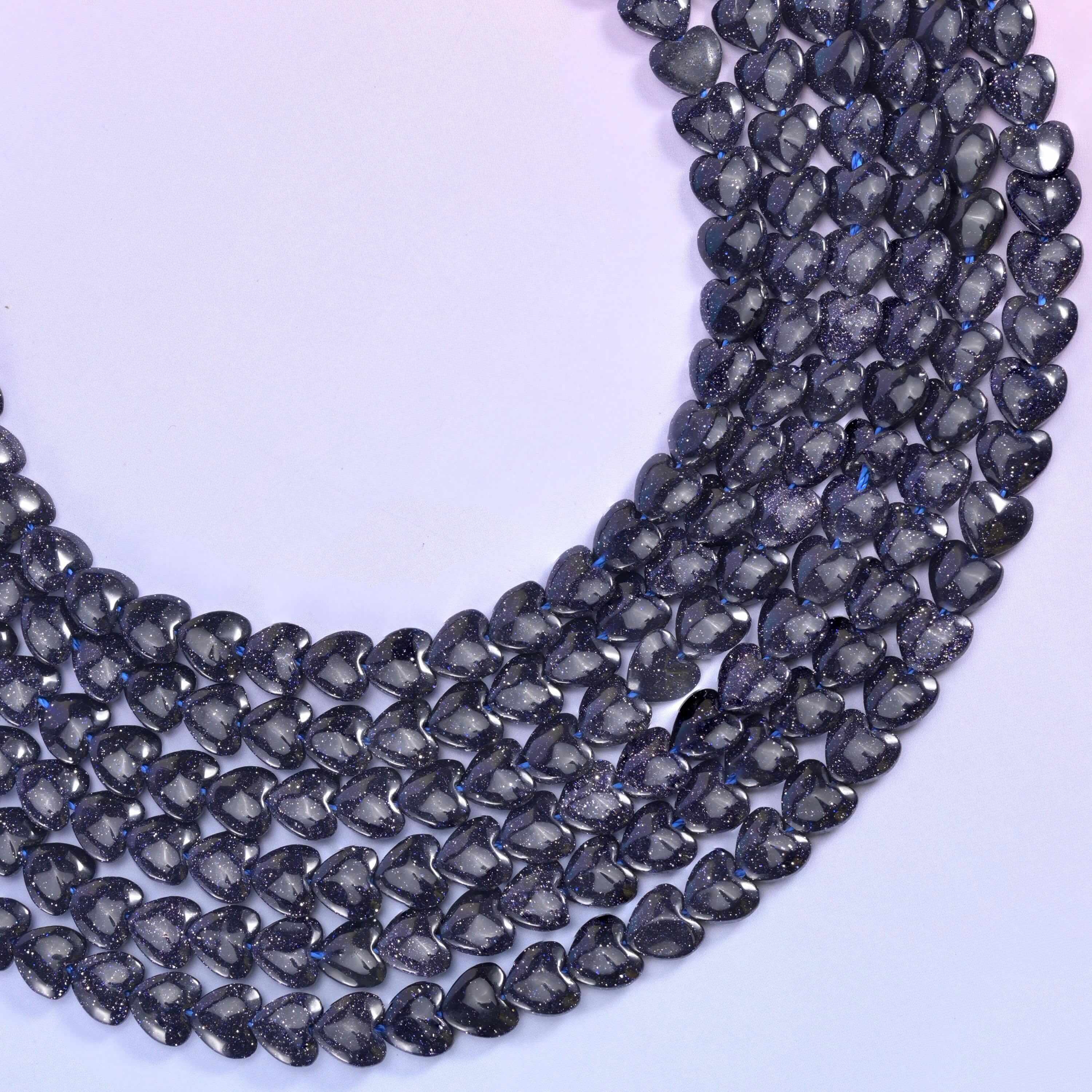 Blue Sandstone Heart Beads