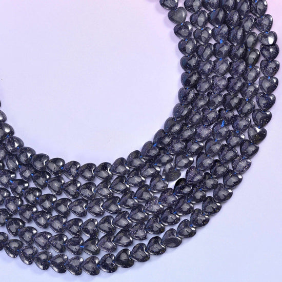 Blue Sandstone Heart Beads