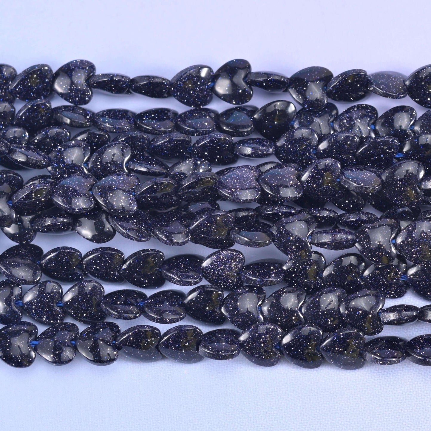 Blue Sandstone Heart Beads