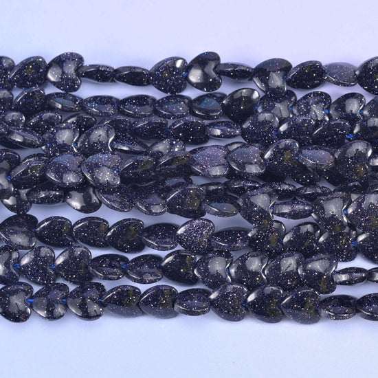 Blue Sandstone Heart Beads