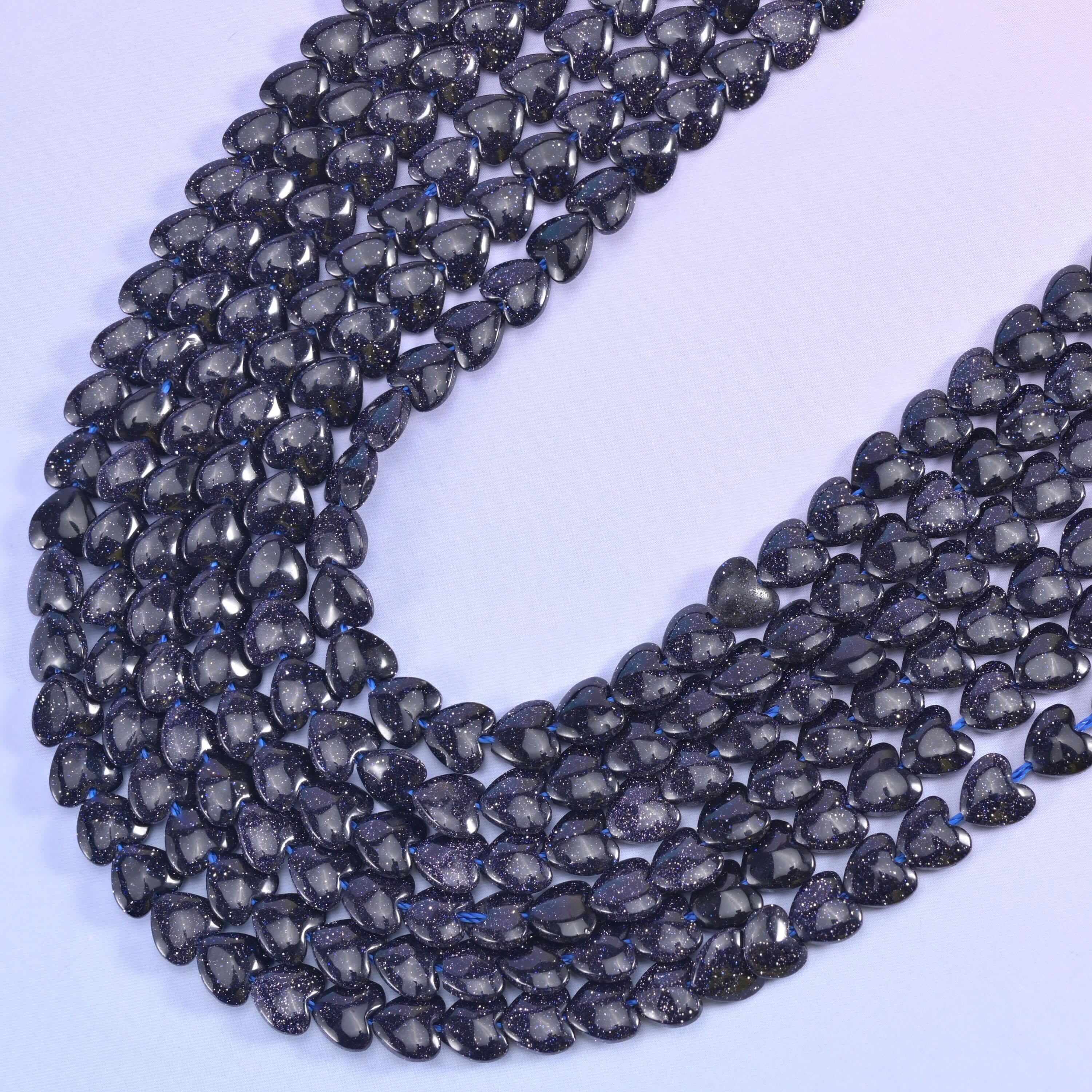 Blue Sandstone Heart Beads