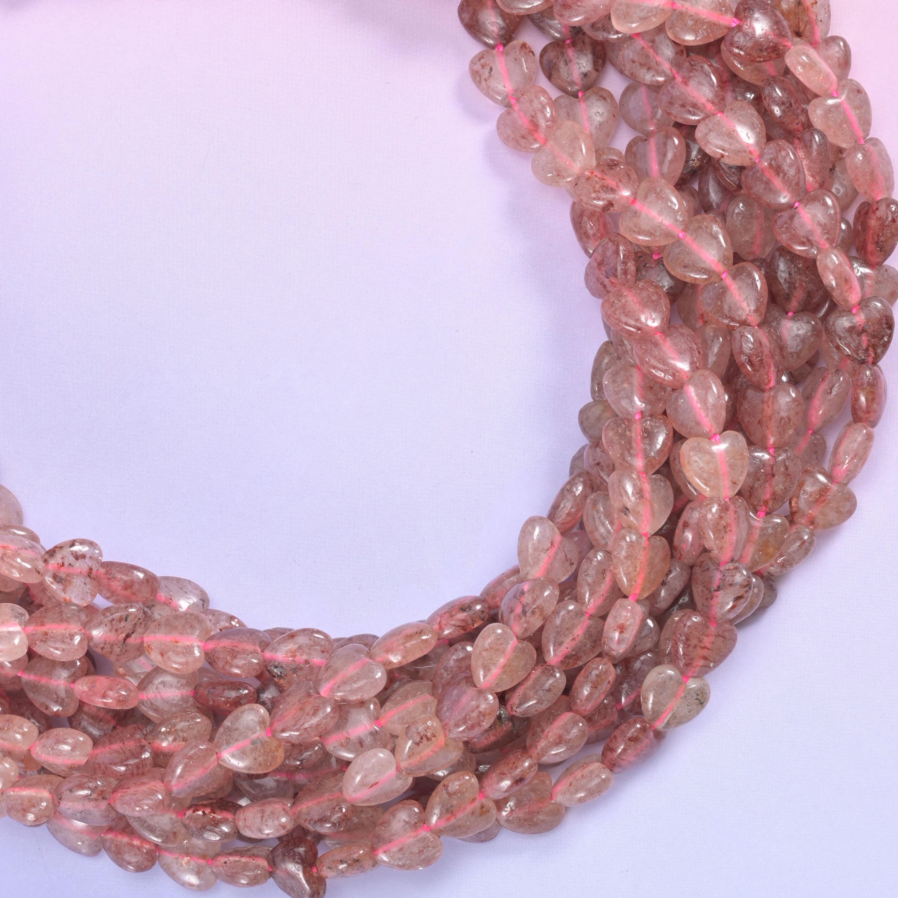 Strawberry Quartz Heart Beads 6mm Strand for Jewelry Making