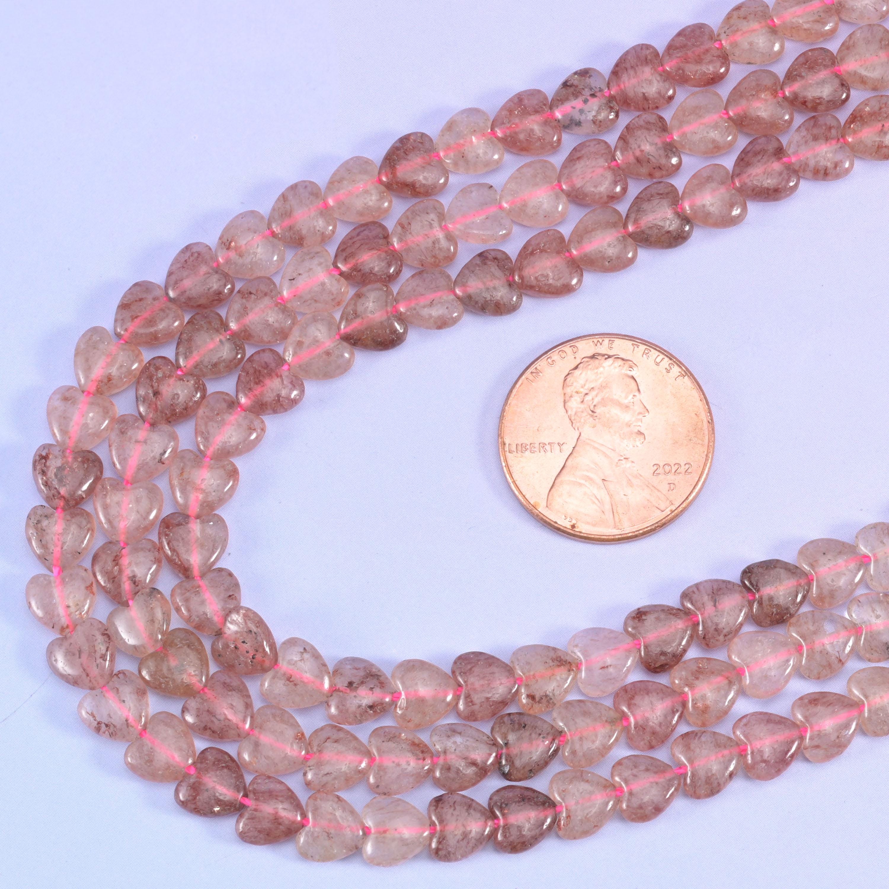 Strawberry Quartz Heart Beads 6mm Strand for Jewelry Making
