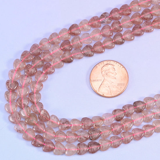 Strawberry Quartz Heart Beads 6mm Strand for Jewelry Making