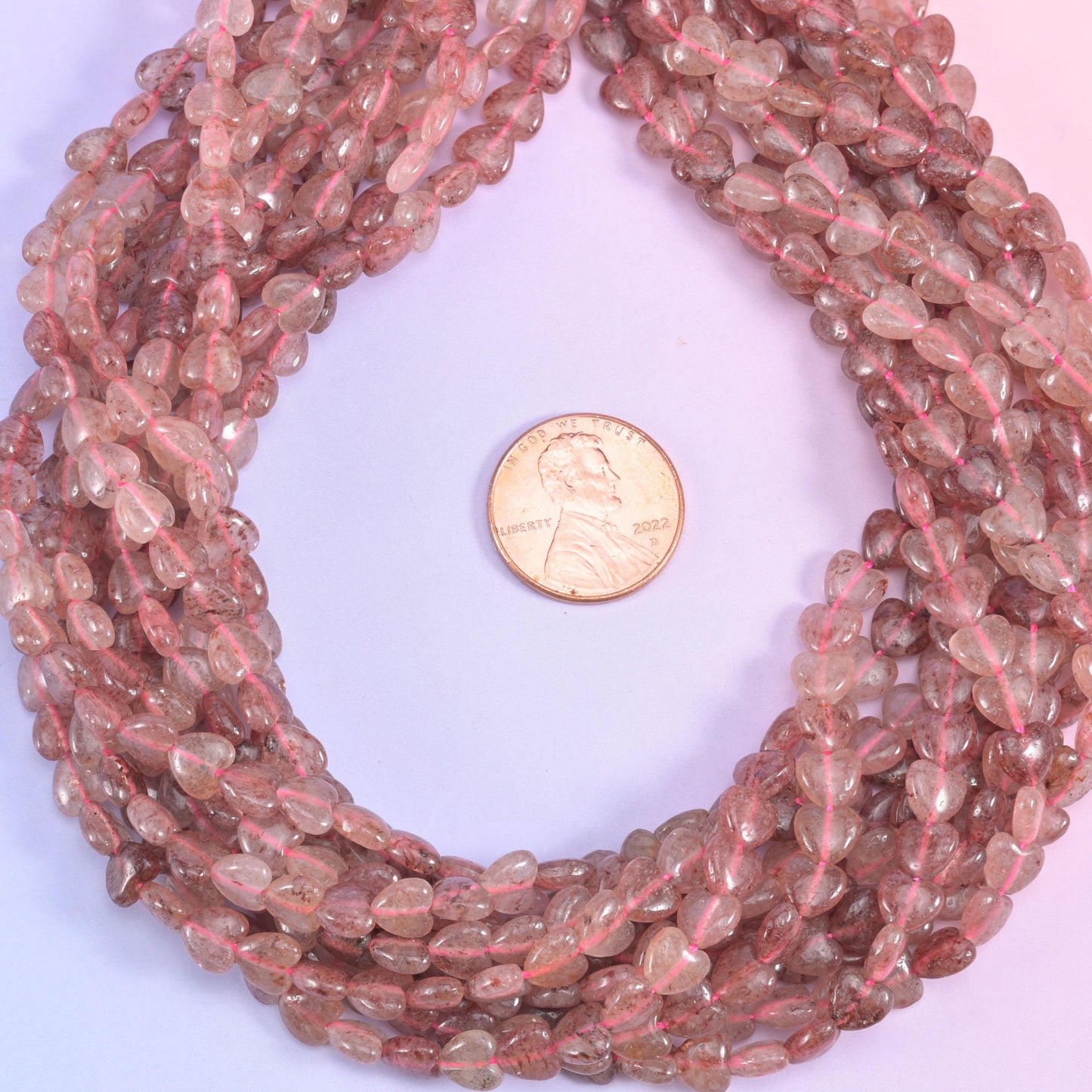 Strawberry Quartz Heart Beads 6mm Strand for Jewelry Making