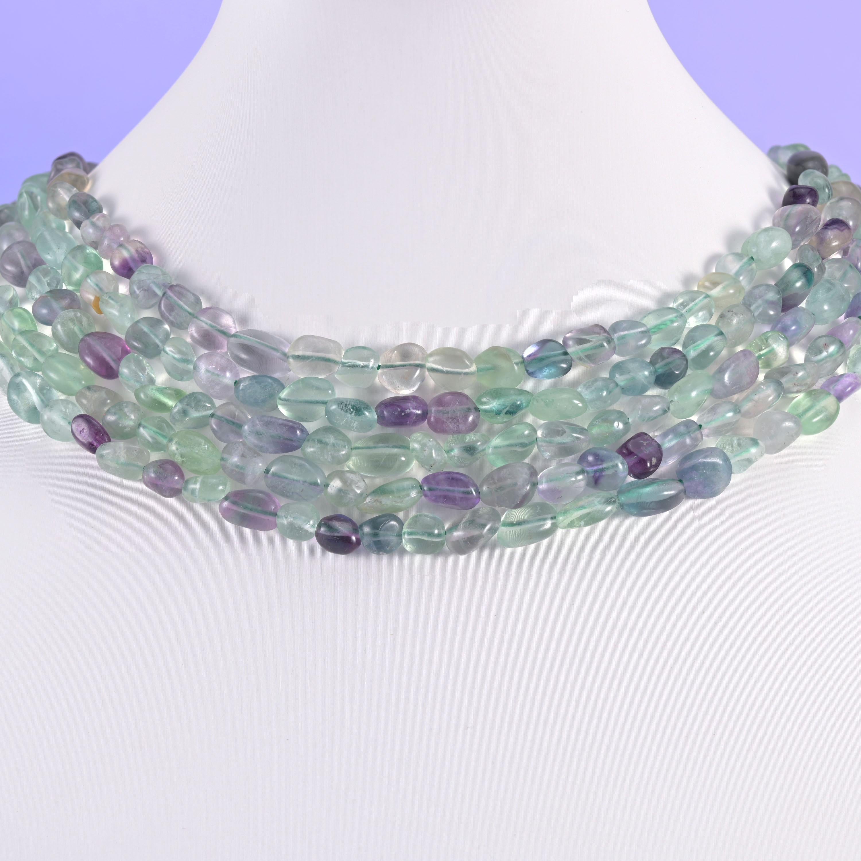 Colorful Fluorite Pebble Nugget Beads 6-8mm 8-12mm Jewelry Making 15.5 Inch Strand