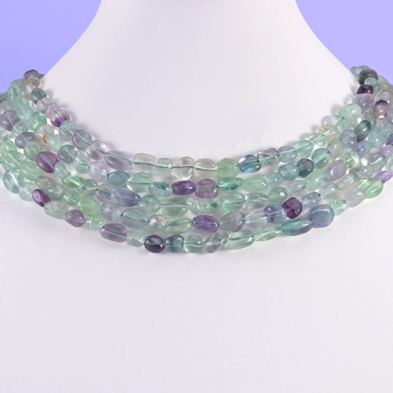 Colorful Fluorite Pebble Nugget Beads 6-8mm 8-12mm Jewelry Making 15.5 Inch Strand