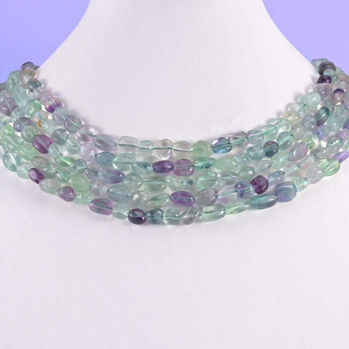 Colorful Fluorite Pebble Nugget Beads 6-8mm 8-12mm Jewelry Making 15.5 Inch Strand