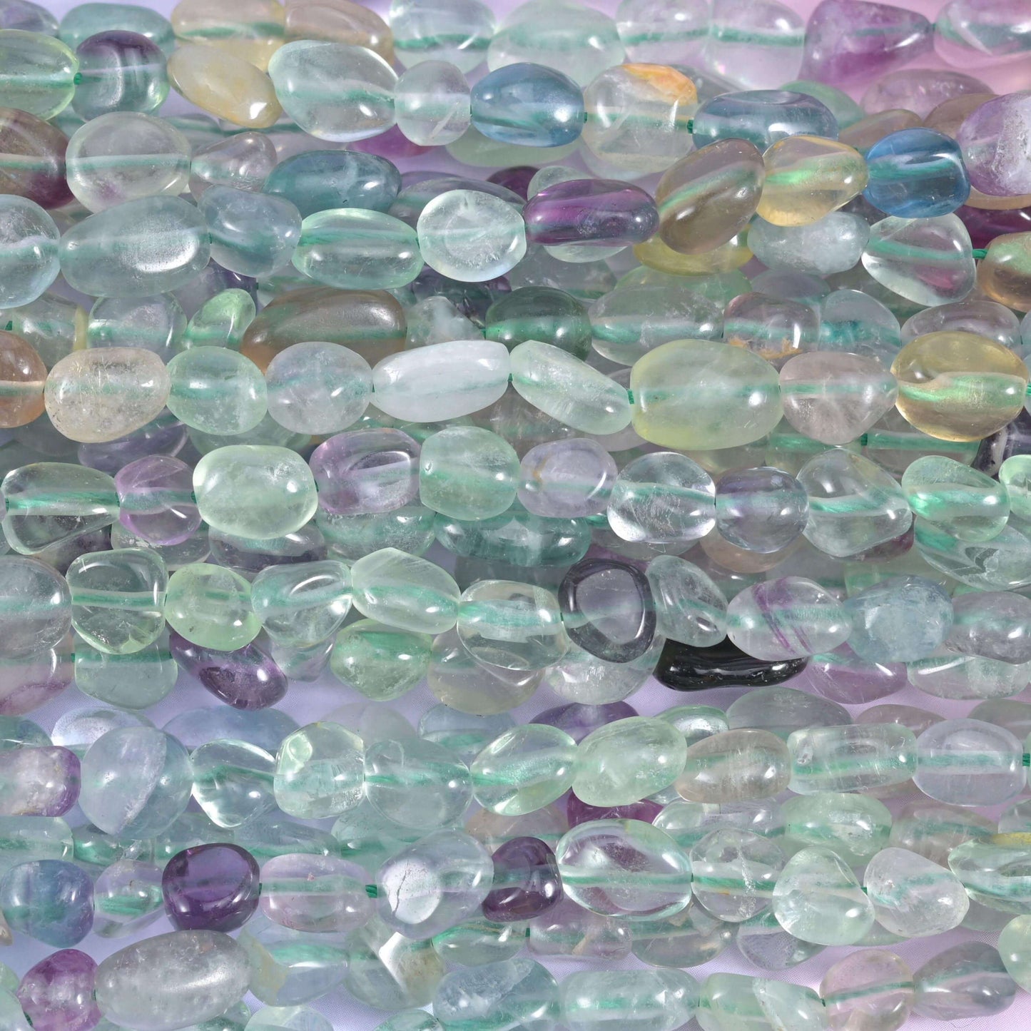Colorful Fluorite Pebble Nugget Beads 6-8mm 8-12mm Jewelry Making 15.5 Inch Strand