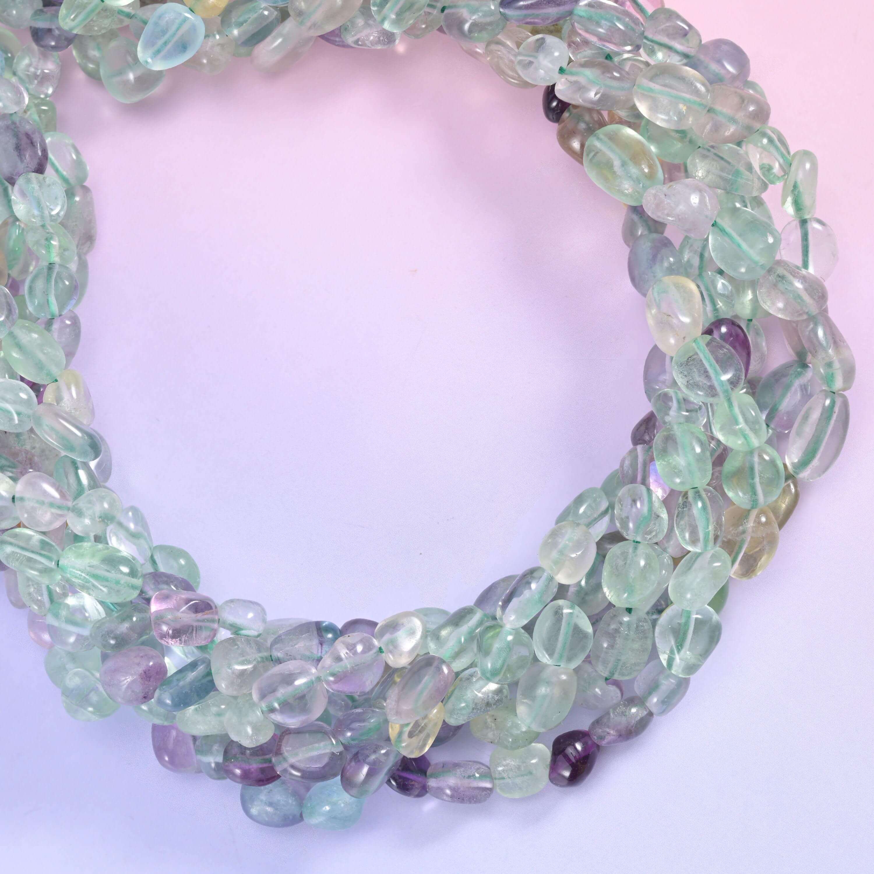 Colorful Fluorite Pebble Nugget Beads 6-8mm 8-12mm Jewelry Making 15.5 Inch Strand