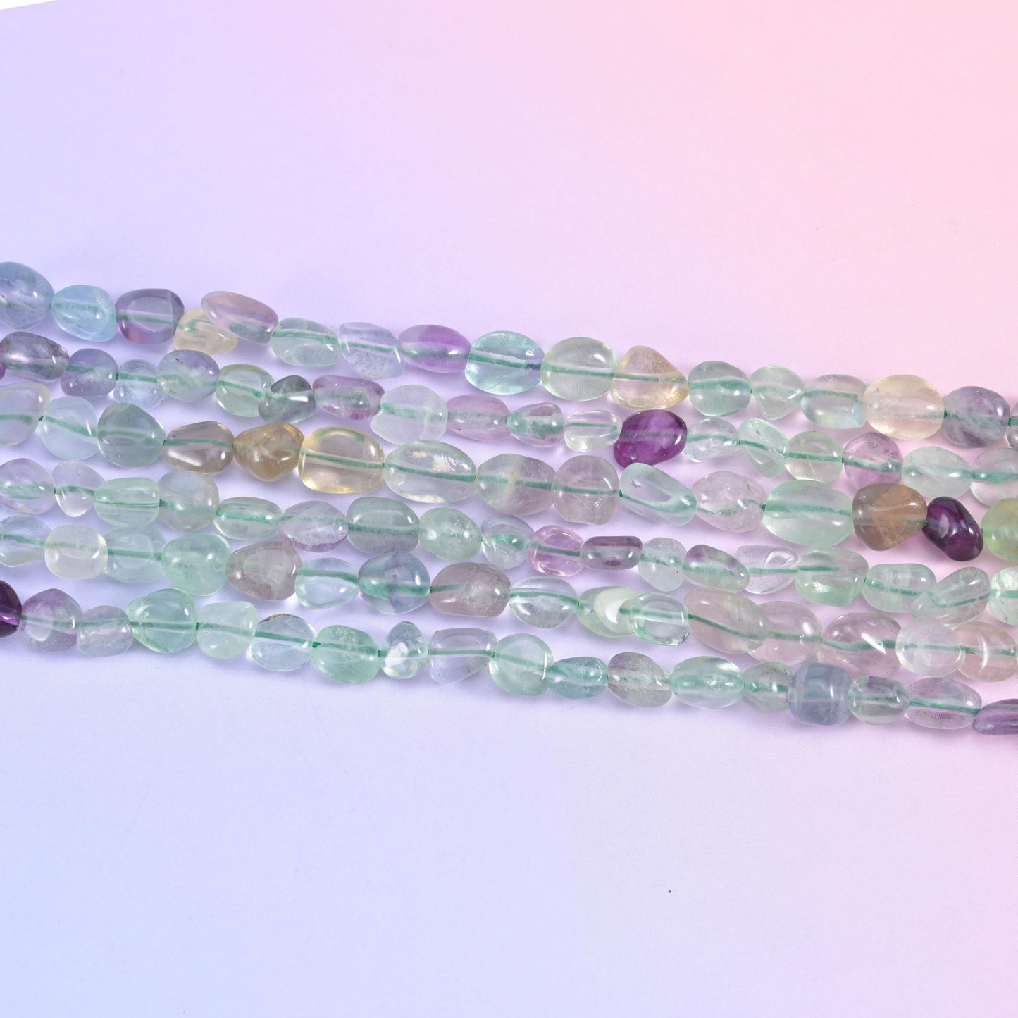 Colorful Fluorite Pebble Nugget Beads 6-8mm 8-12mm Jewelry Making 15.5 Inch Strand