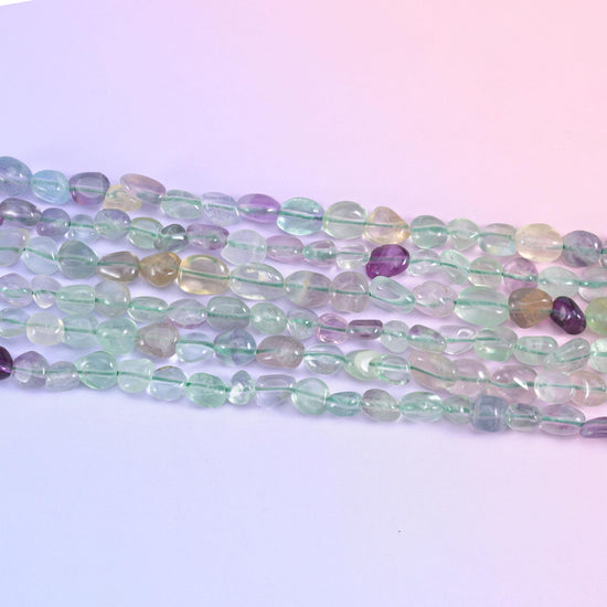 Colorful Fluorite Pebble Nugget Beads 6-8mm 8-12mm Jewelry Making 15.5 Inch Strand