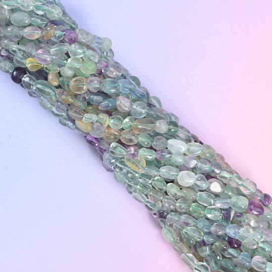 Colorful Fluorite Pebble Nugget Beads 6-8mm 8-12mm Jewelry Making 15.5 Inch Strand