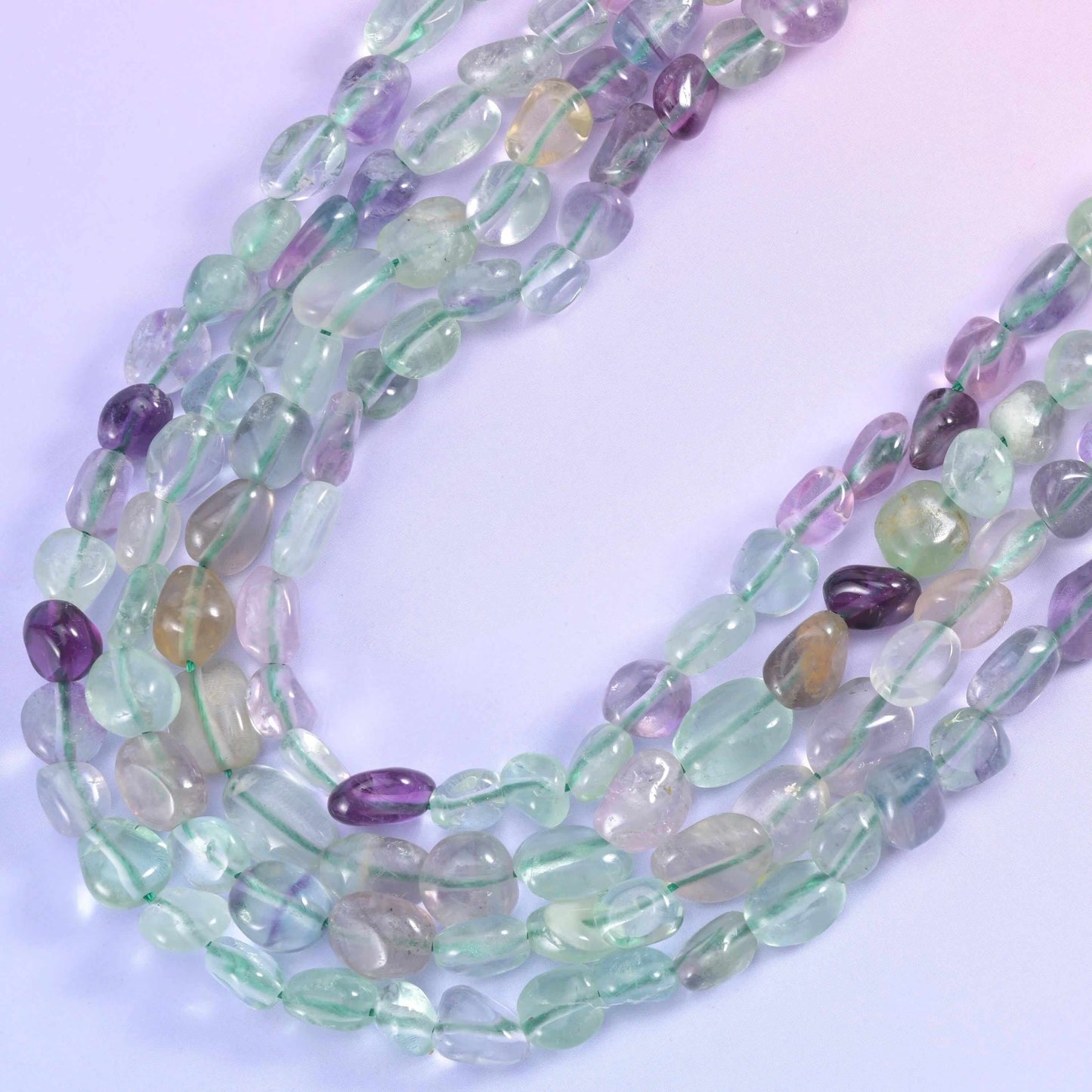 Colorful Fluorite Pebble Nugget Beads 6-8mm 8-12mm Jewelry Making 15.5 Inch Strand