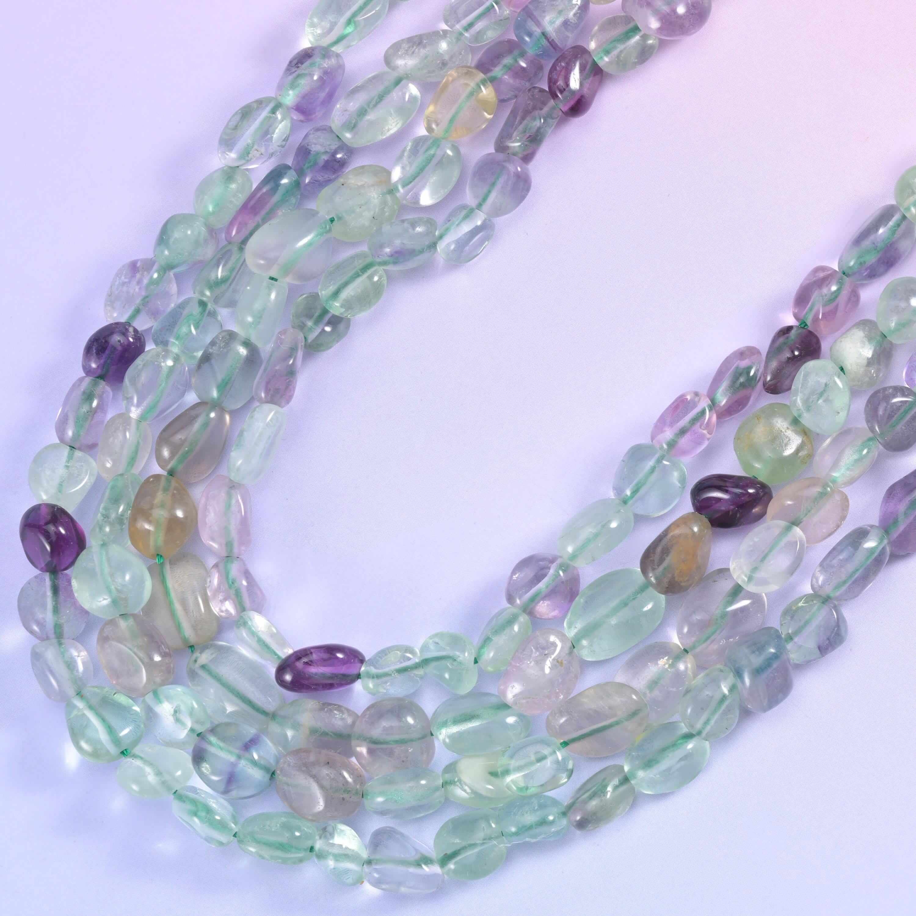 Colorful Fluorite Pebble Nugget Beads 6-8mm 8-12mm Jewelry Making 15.5 Inch Strand