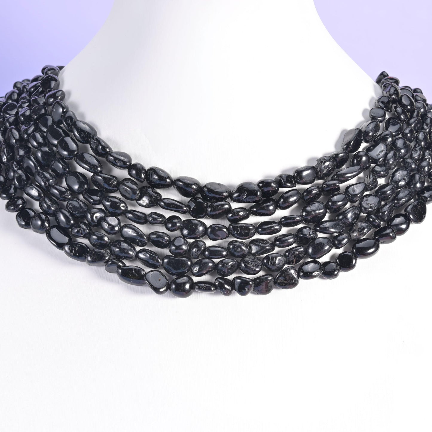 Black Tourmaline Pebble Nugget Beads 6-8mm Jewelry Making 15.5" Strand
