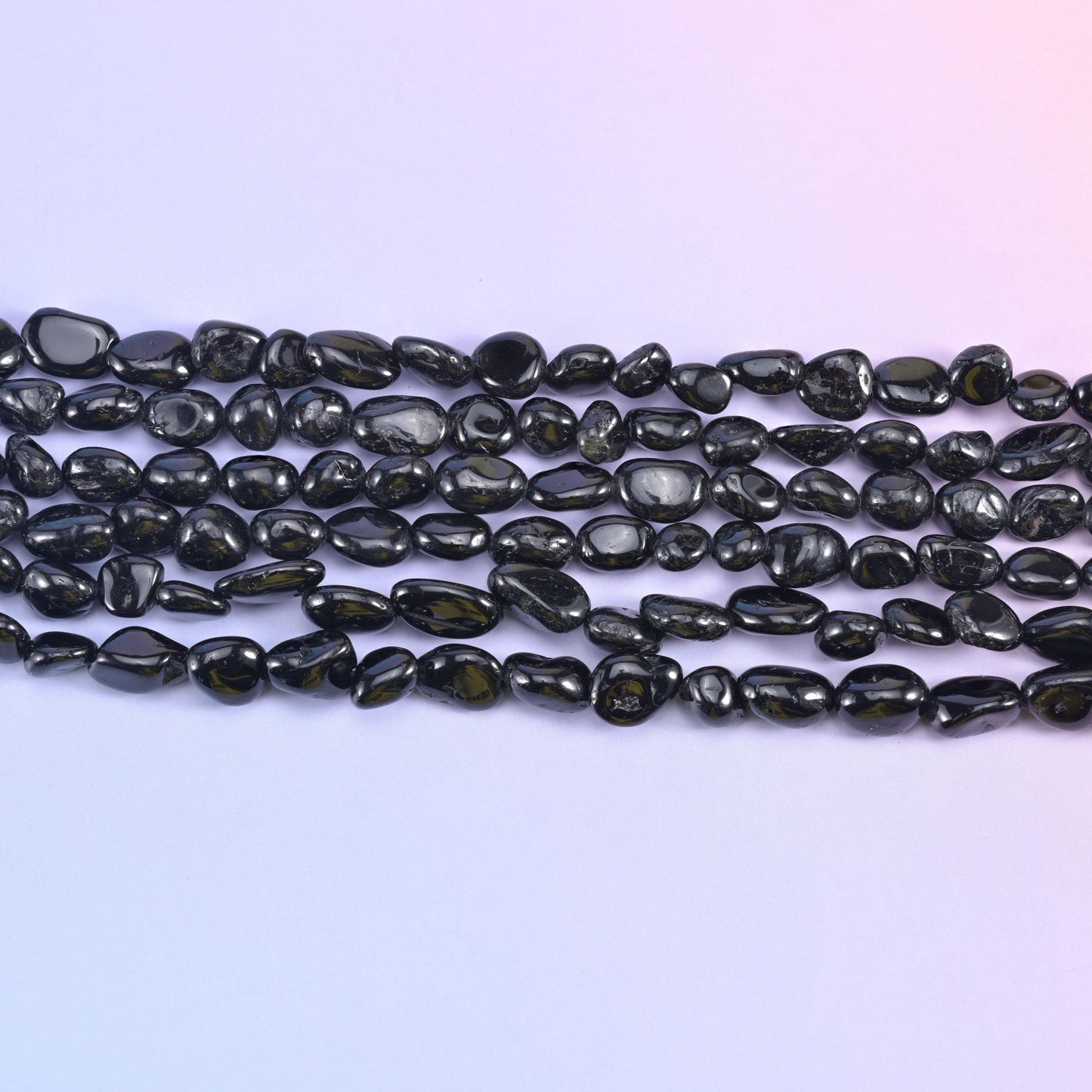 Black Tourmaline Pebble Nugget Beads 6-8mm Jewelry Making 15.5" Strand