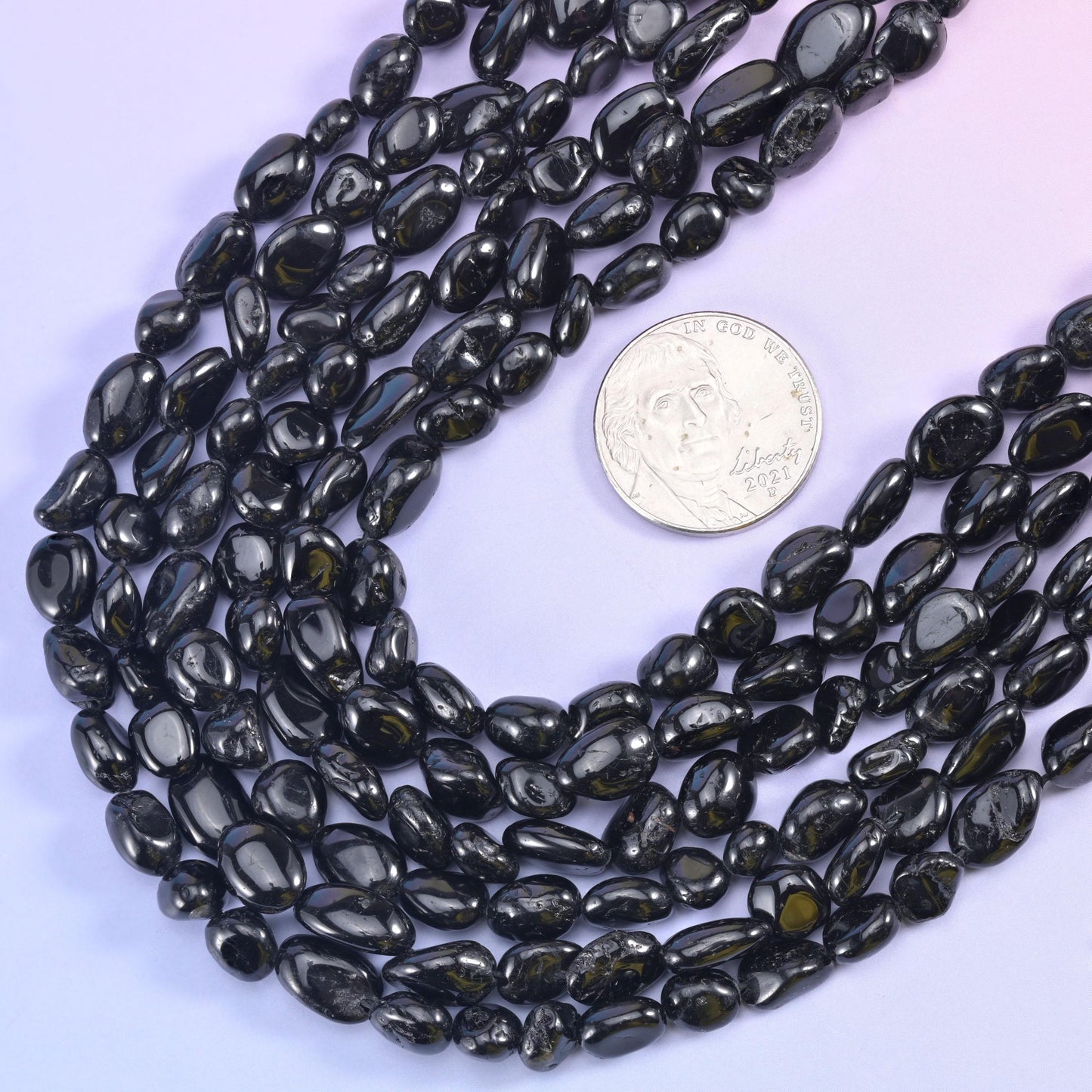 Black Tourmaline Pebble Nugget Beads 6-8mm Jewelry Making 15.5" Strand