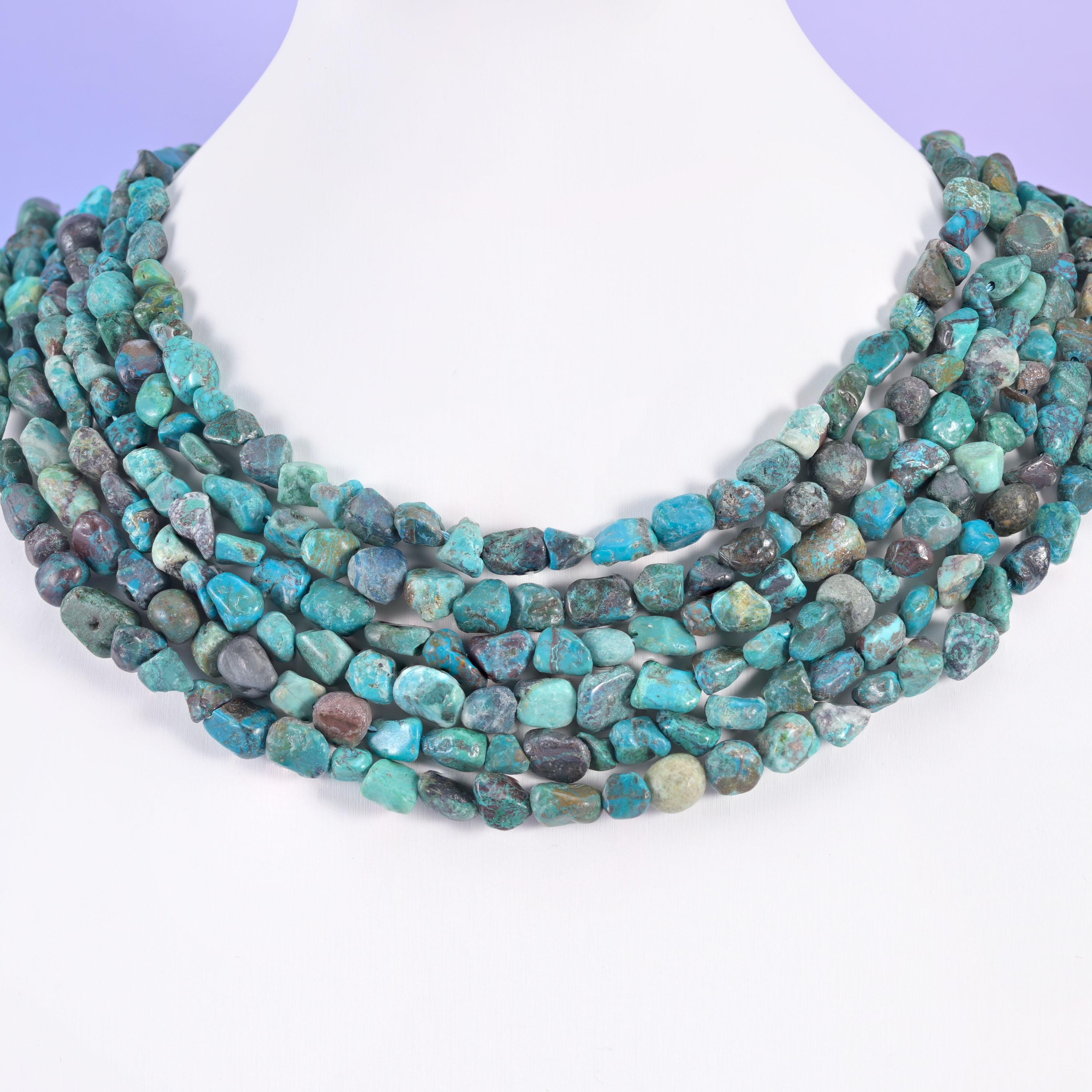 Blue Turquoise Irregular Pebble Nugget Beads 6-8mm Jewelry Making 15.5" Strand