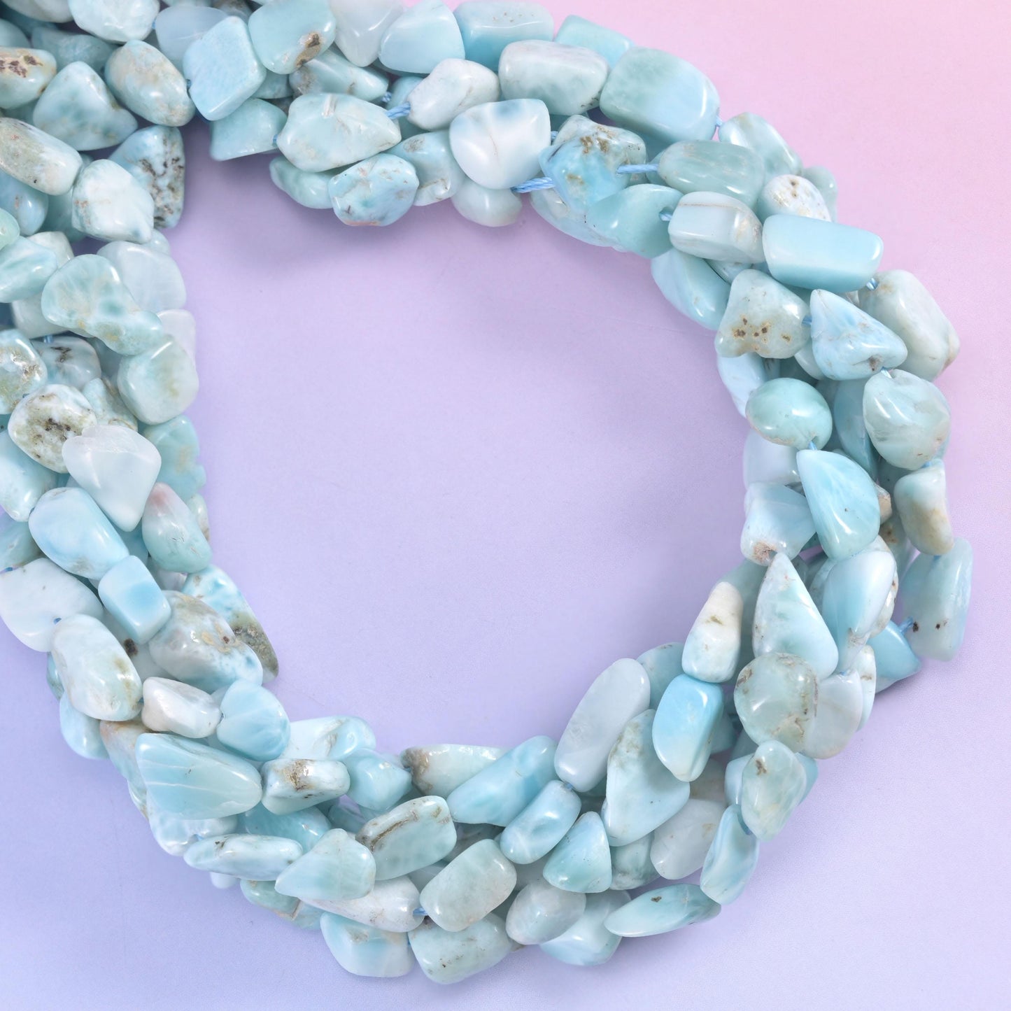 Blue Larimar Irregular Pebble Nugget Beads 6-8mm Jewelry Making 15.5" Strand