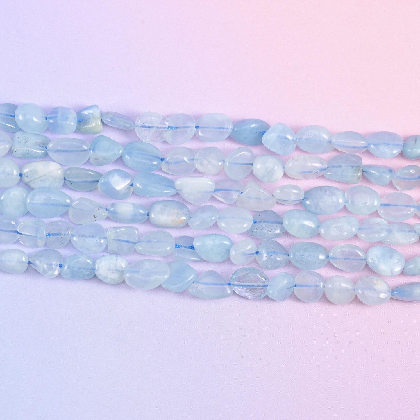 Blue Aquamarine Irregular Pebble Nugget Beads 6-8mm Jewelry Making 15.5" Strand