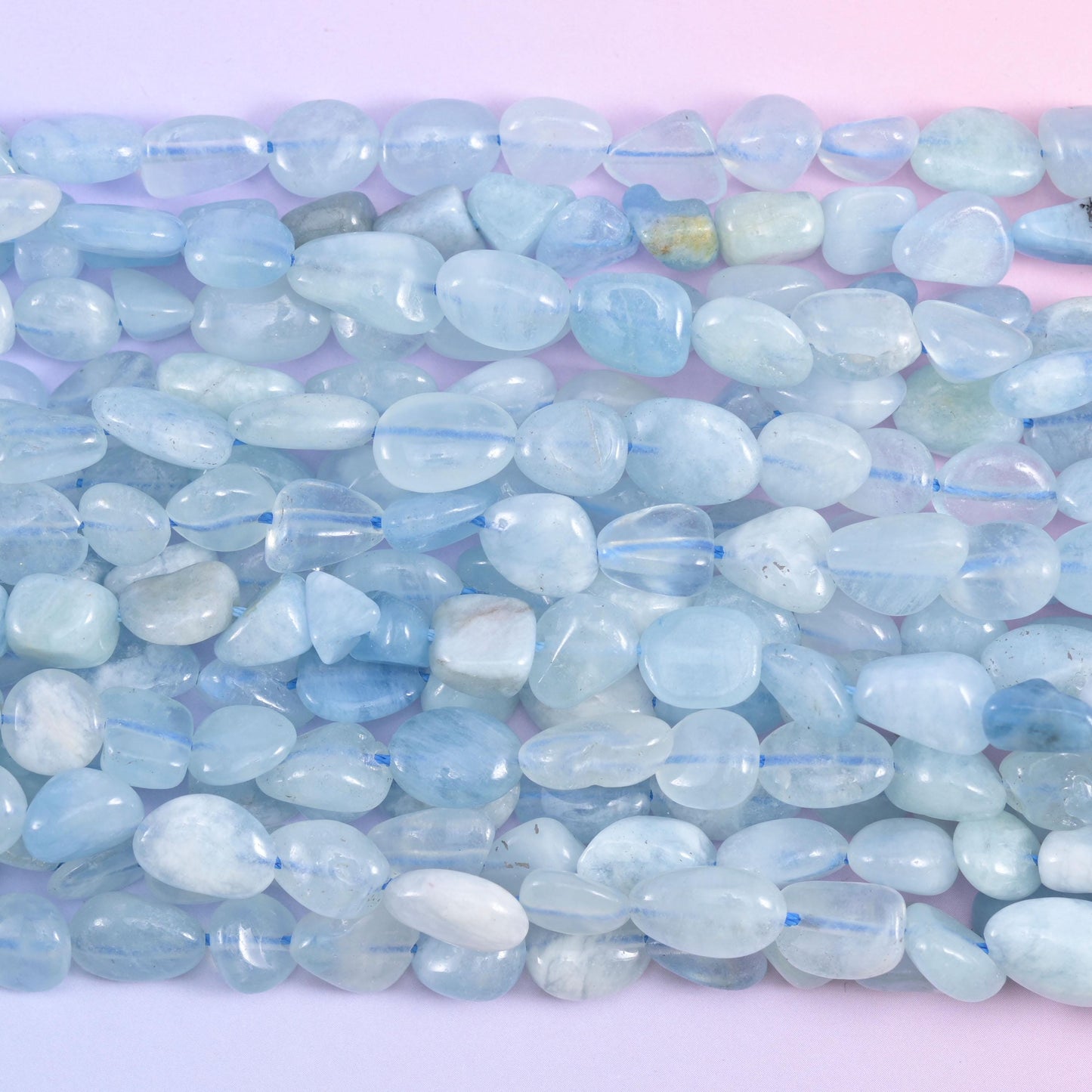 Blue Aquamarine Irregular Pebble Nugget Beads 6-8mm Jewelry Making 15.5" Strand