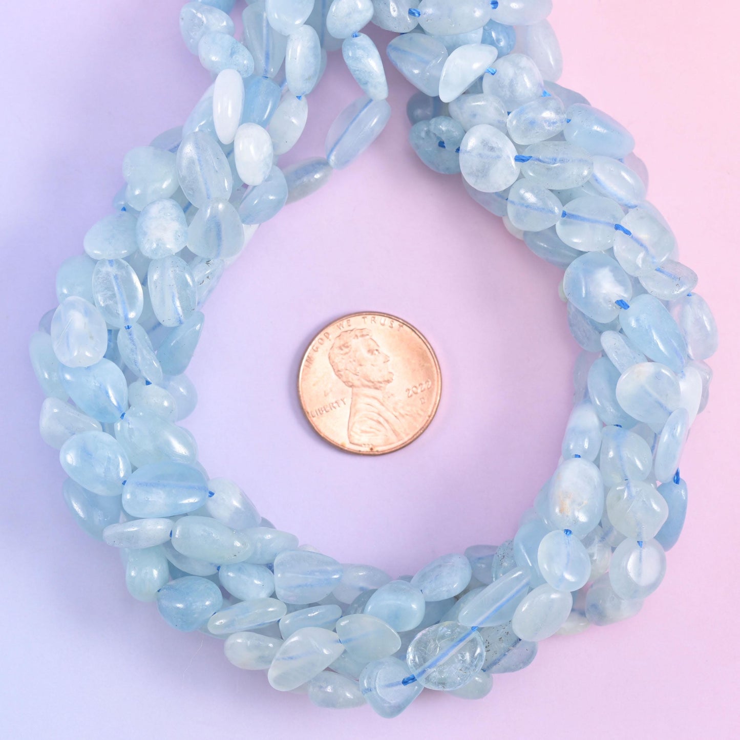 Blue Aquamarine Irregular Pebble Nugget Beads 6-8mm Jewelry Making 15.5" Strand