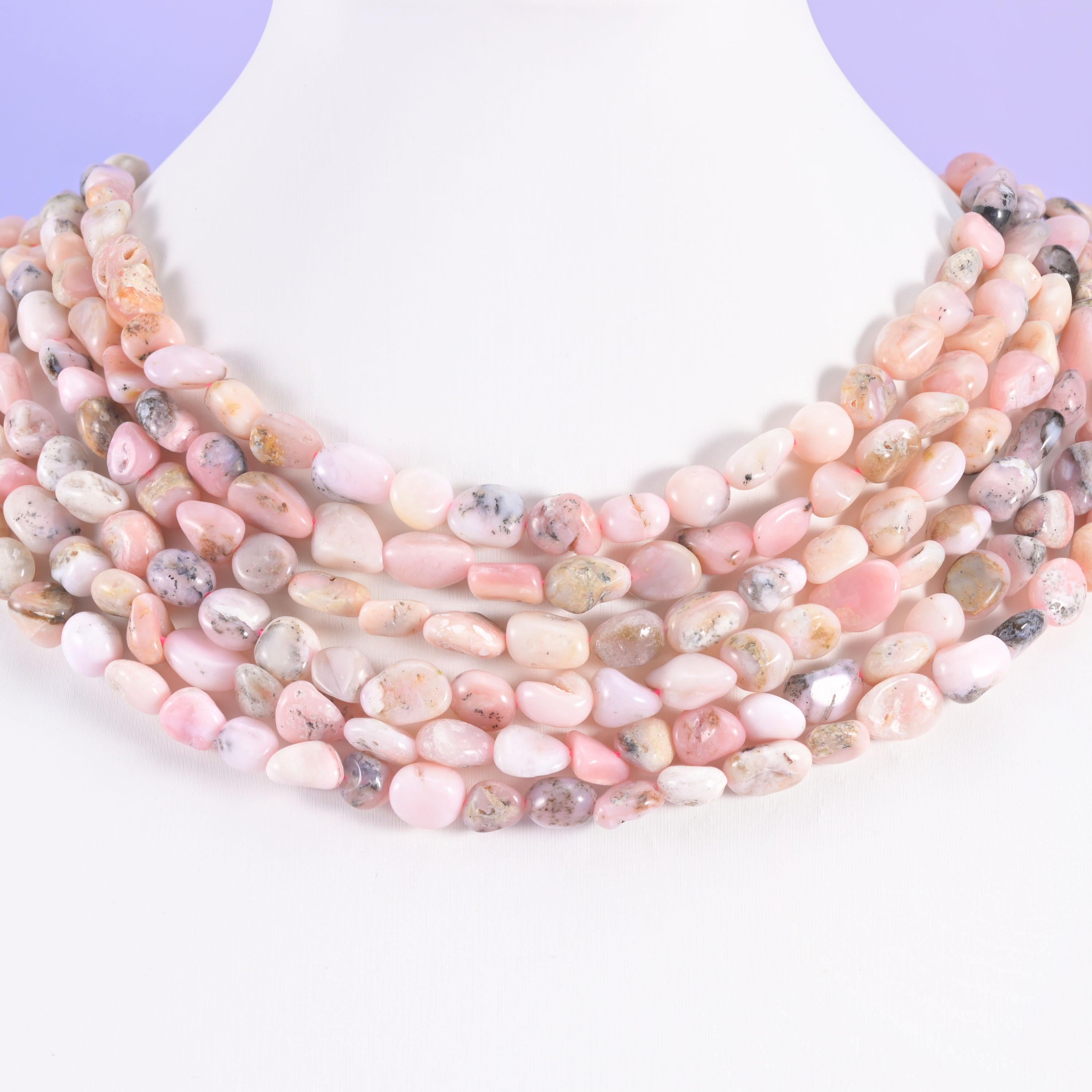 Pink Opal Irregular Pebble Nugget Beads 6-8mm Jewelry Making 15.5" Strand
