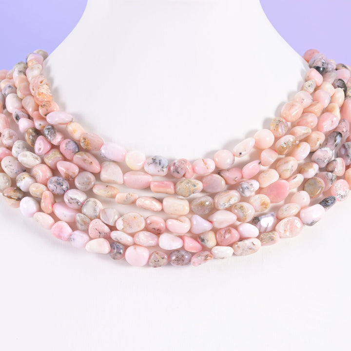 Pink Opal Irregular Pebble Nugget Beads 6-8mm Jewelry Making 15.5" Strand